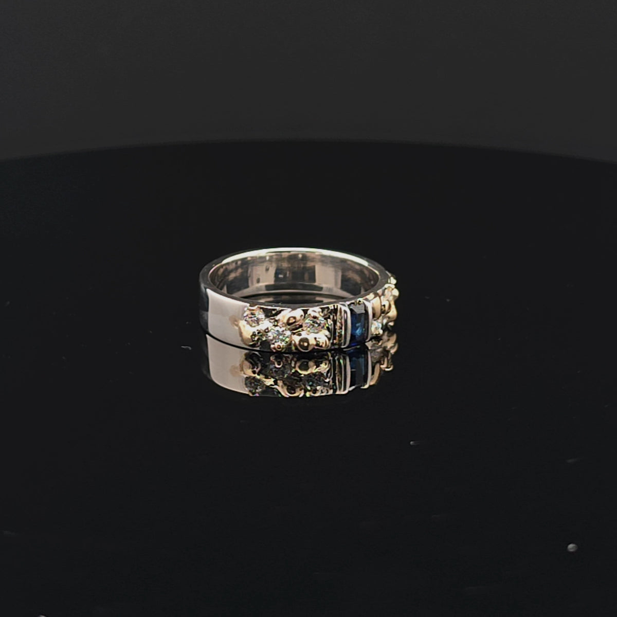 Sapphire Nugget Ring with Diamond Accents