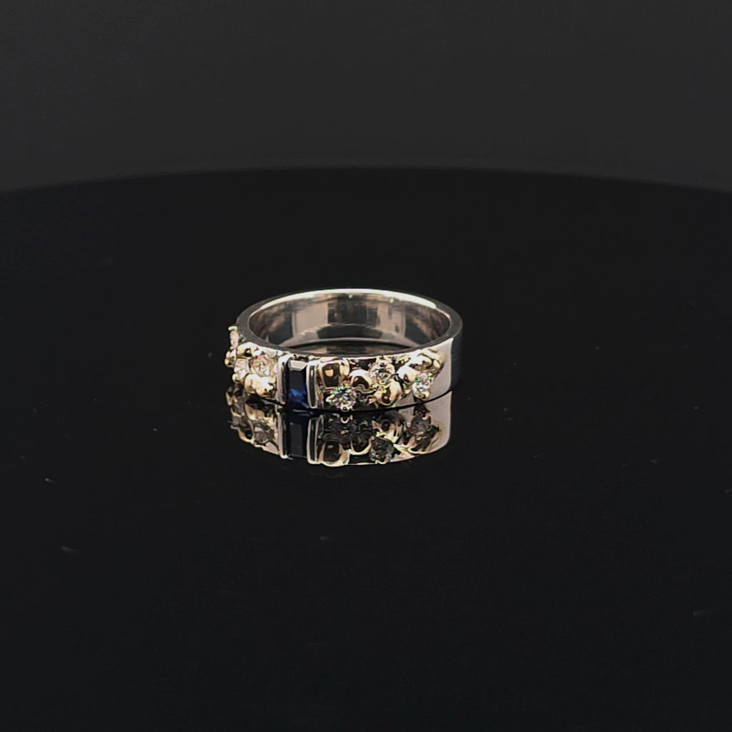 Sapphire Nugget Ring with Diamond Accents