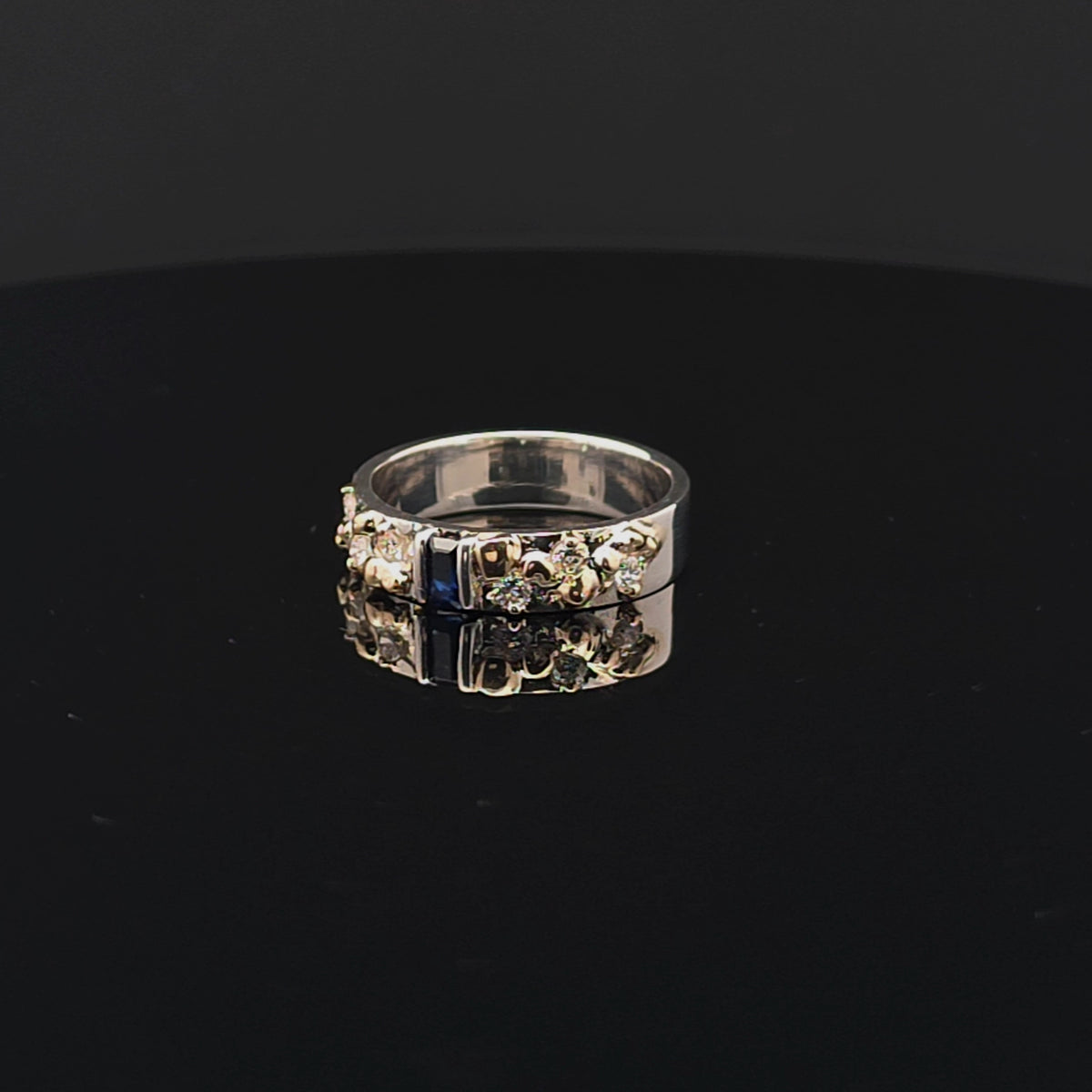 Sapphire Nugget Ring with Diamond Accents