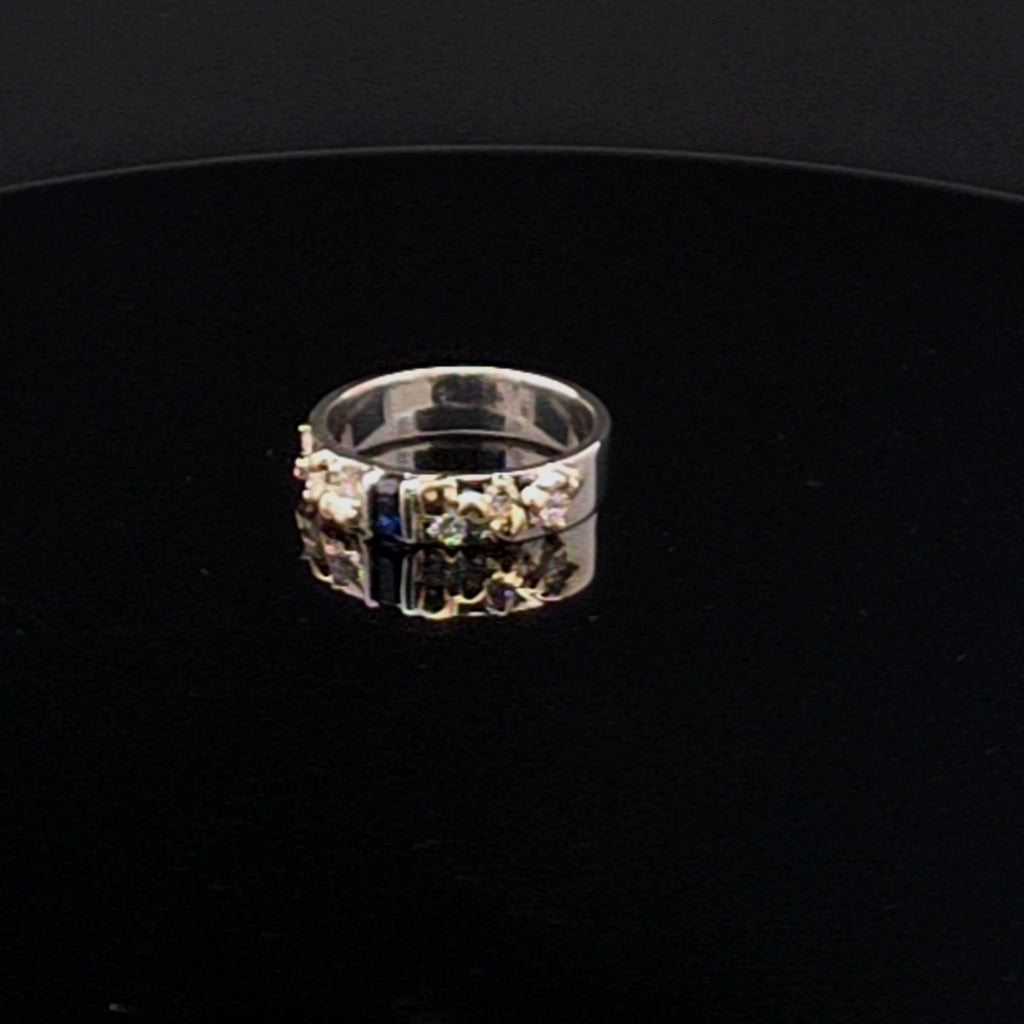 Sapphire Nugget Ring with Diamond Accents