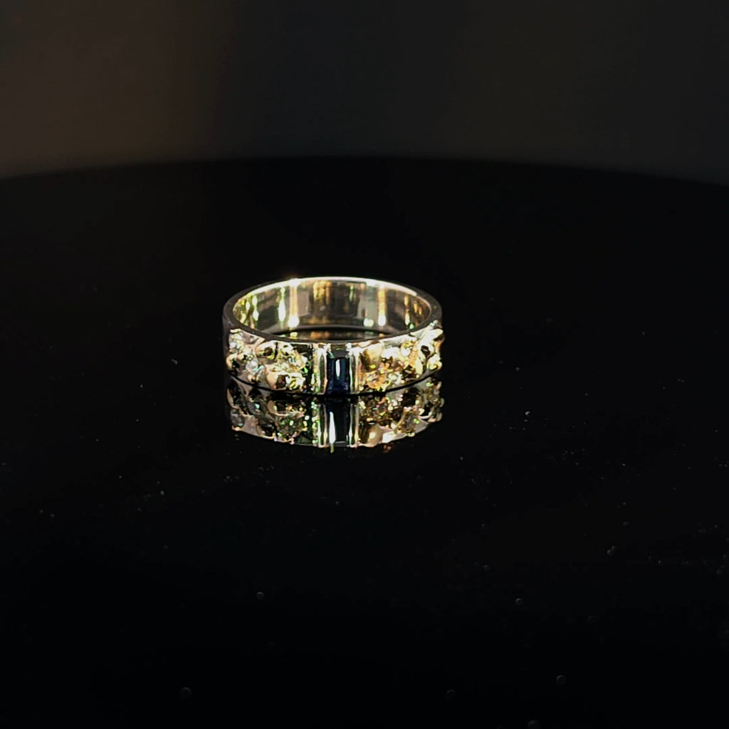 Sapphire Nugget Ring with Diamond Accents