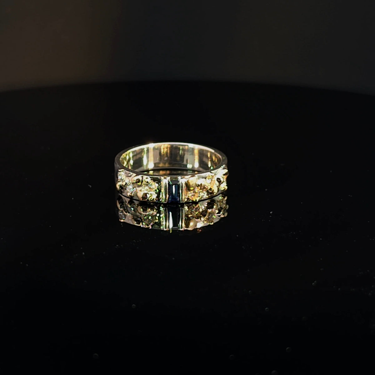 Sapphire Nugget Ring with Diamond Accents