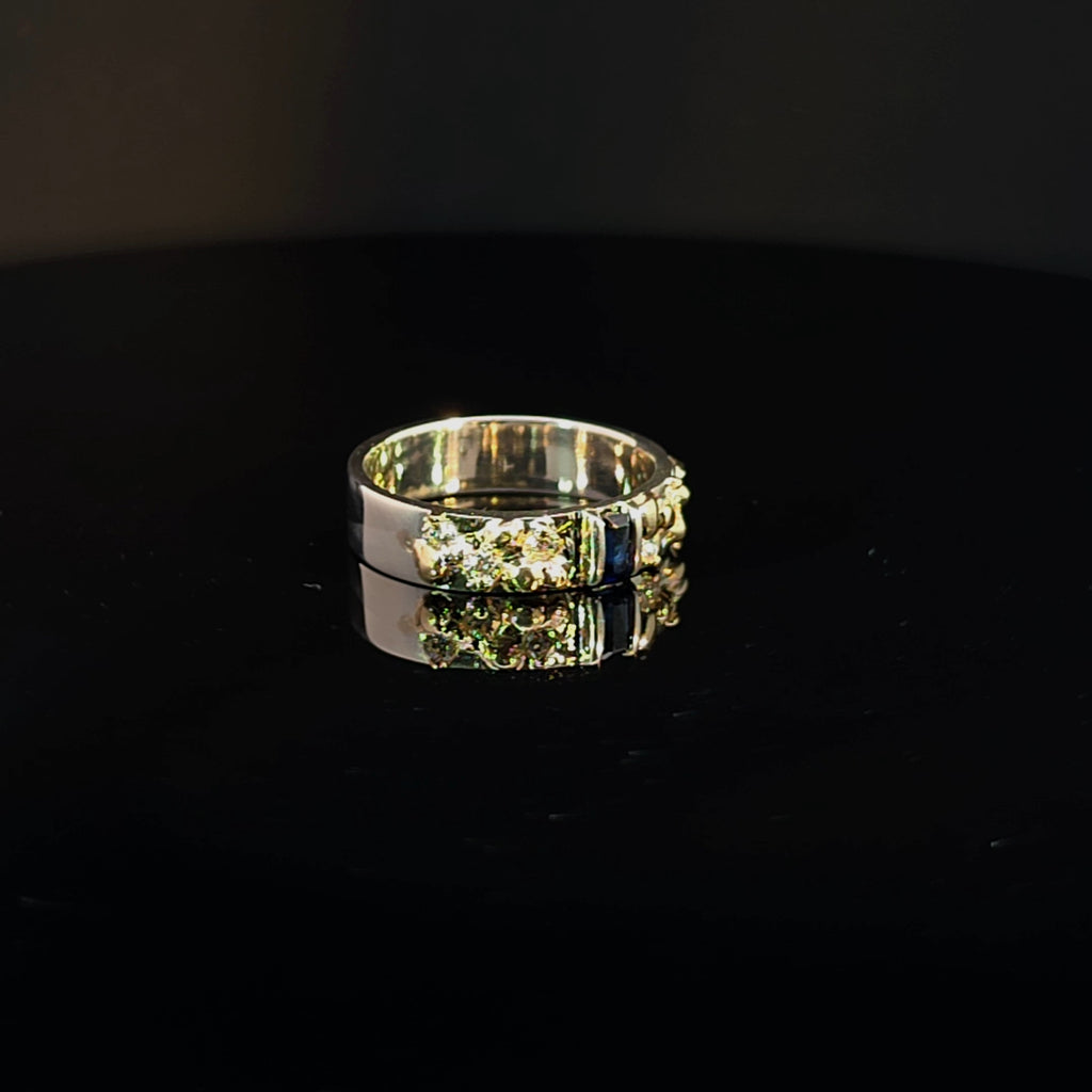Sapphire Nugget Ring with Diamond Accents