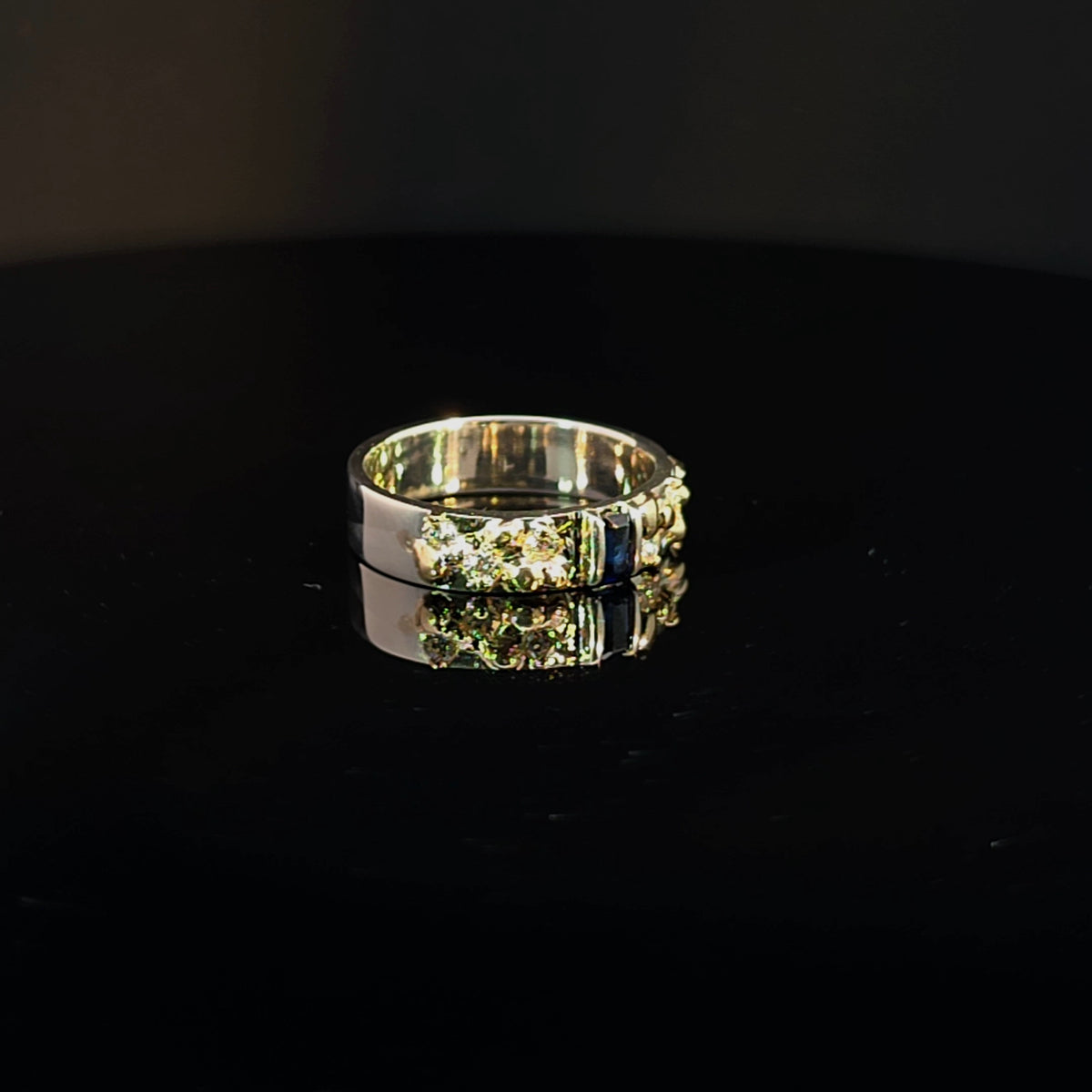 Sapphire Nugget Ring with Diamond Accents