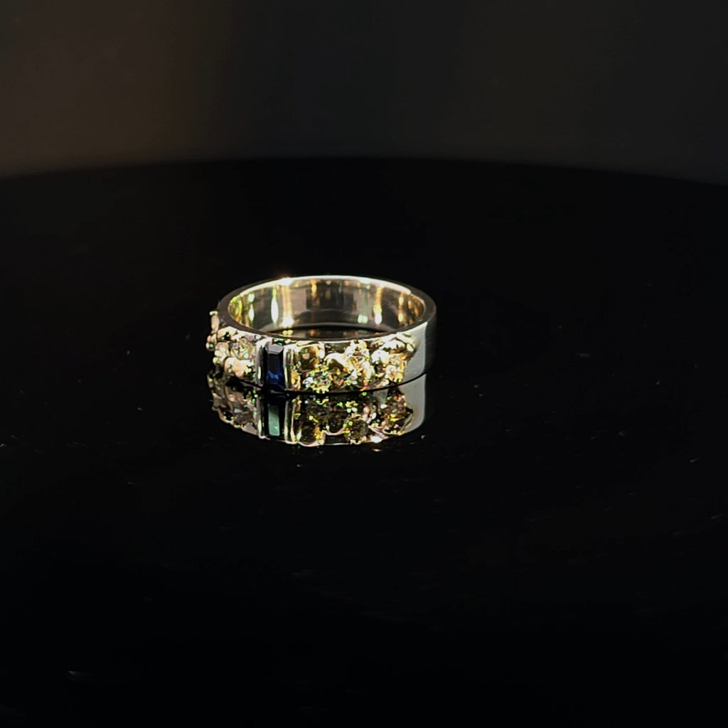 Sapphire Nugget Ring with Diamond Accents