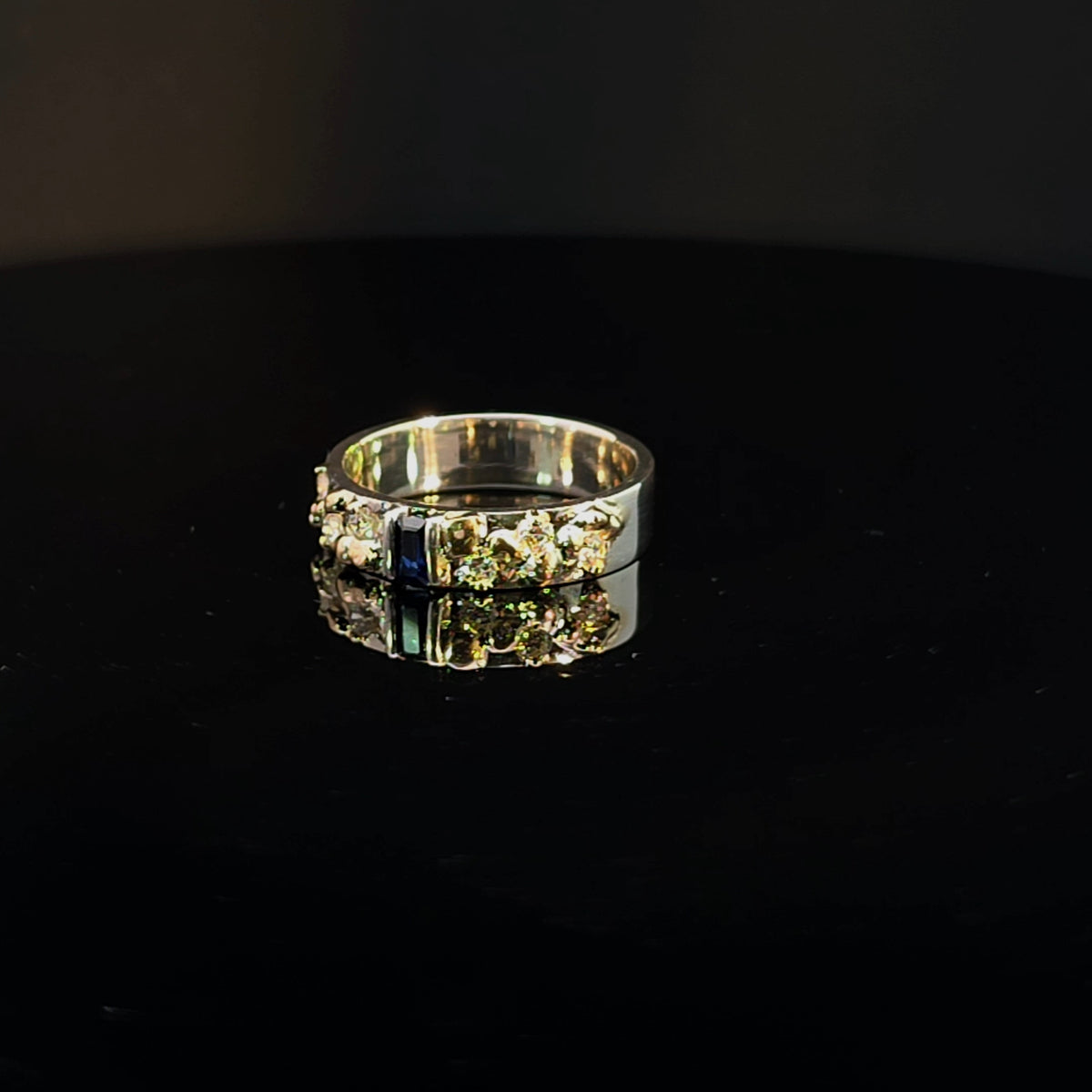 Sapphire Nugget Ring with Diamond Accents
