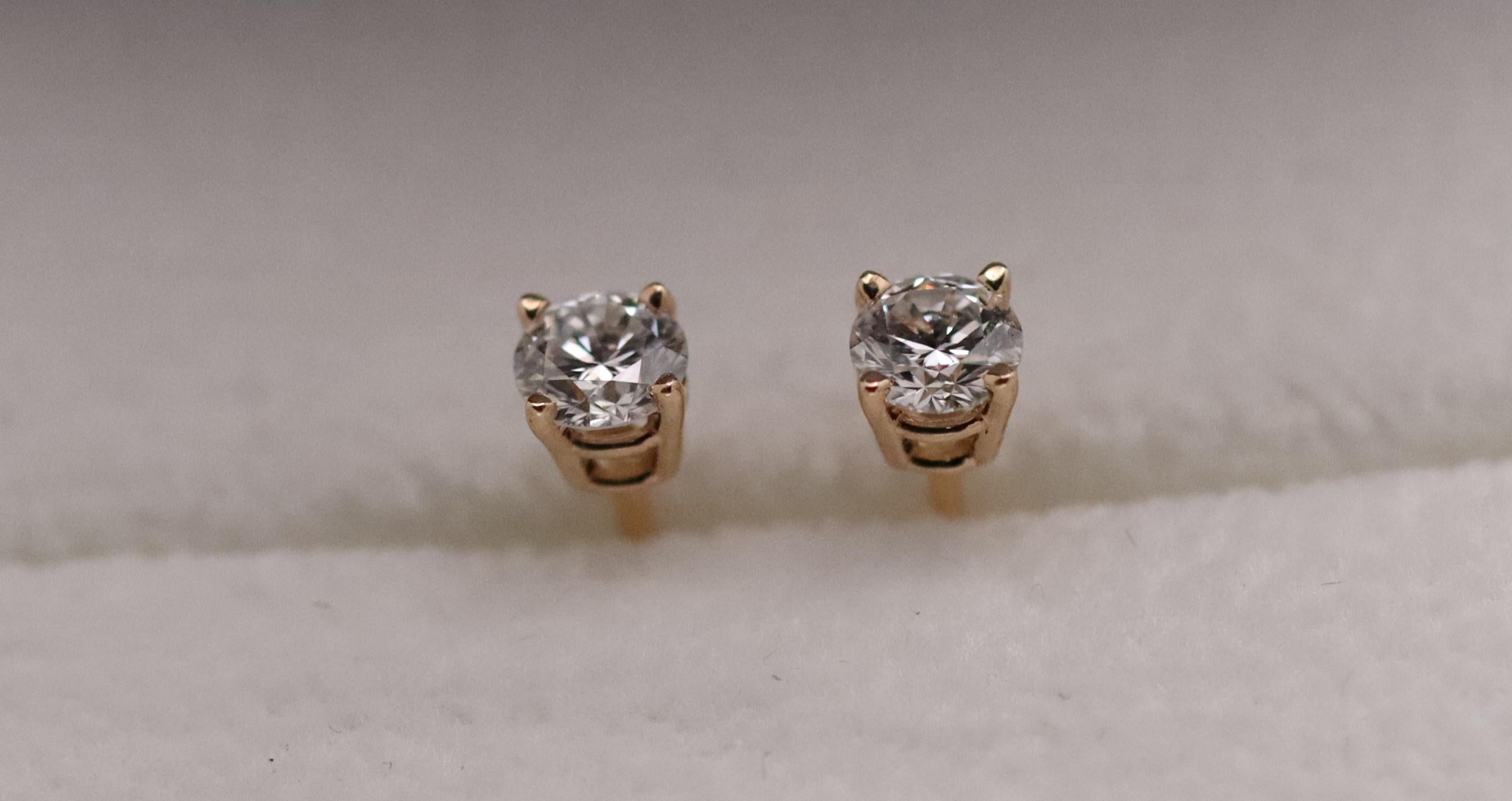 Lab Diamond Stud Earrings, 1/2 Ct. TW, 14K Yellow Gold
