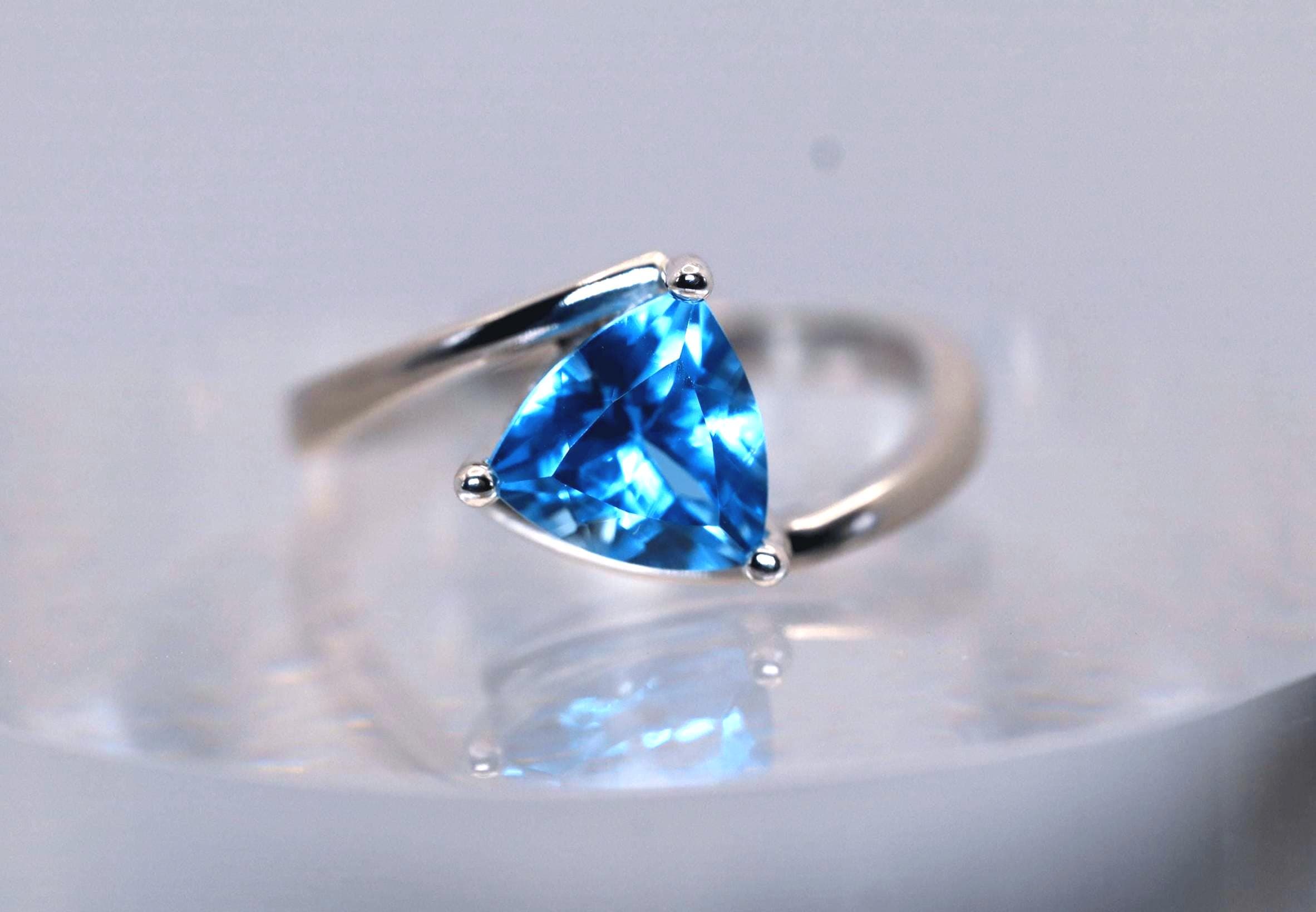 Trillion Blue Topaz Set in Continuum Sterling Silver