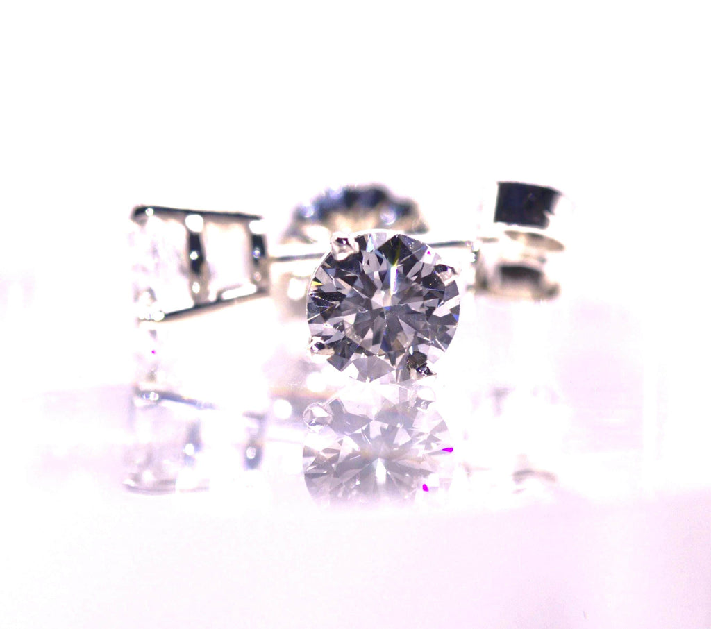 Lab Diamond Stud Earrings Set in Continuum Silver Mountings