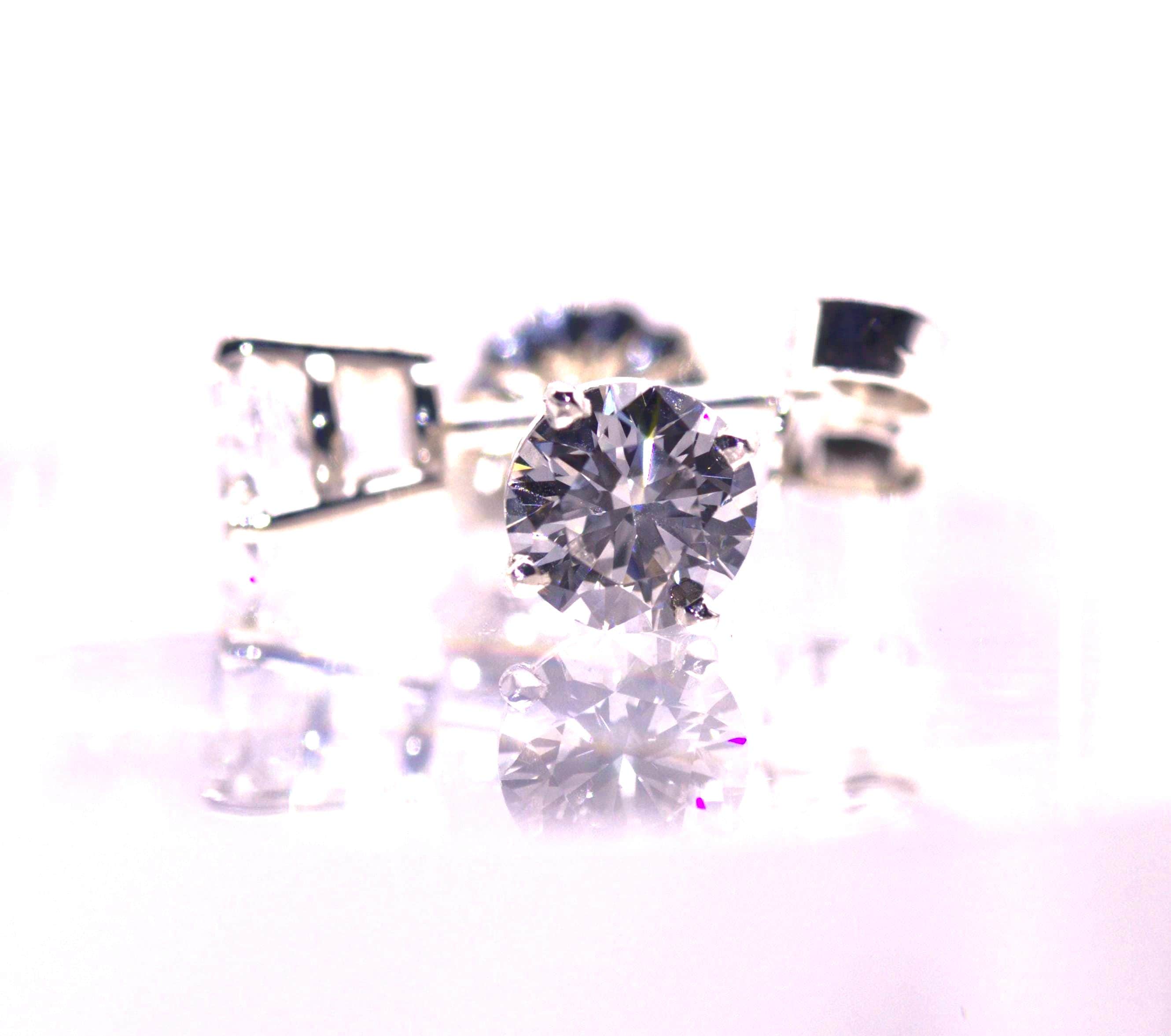 Lab Diamond Stud Earrings Set in Continuum Silver Mountings