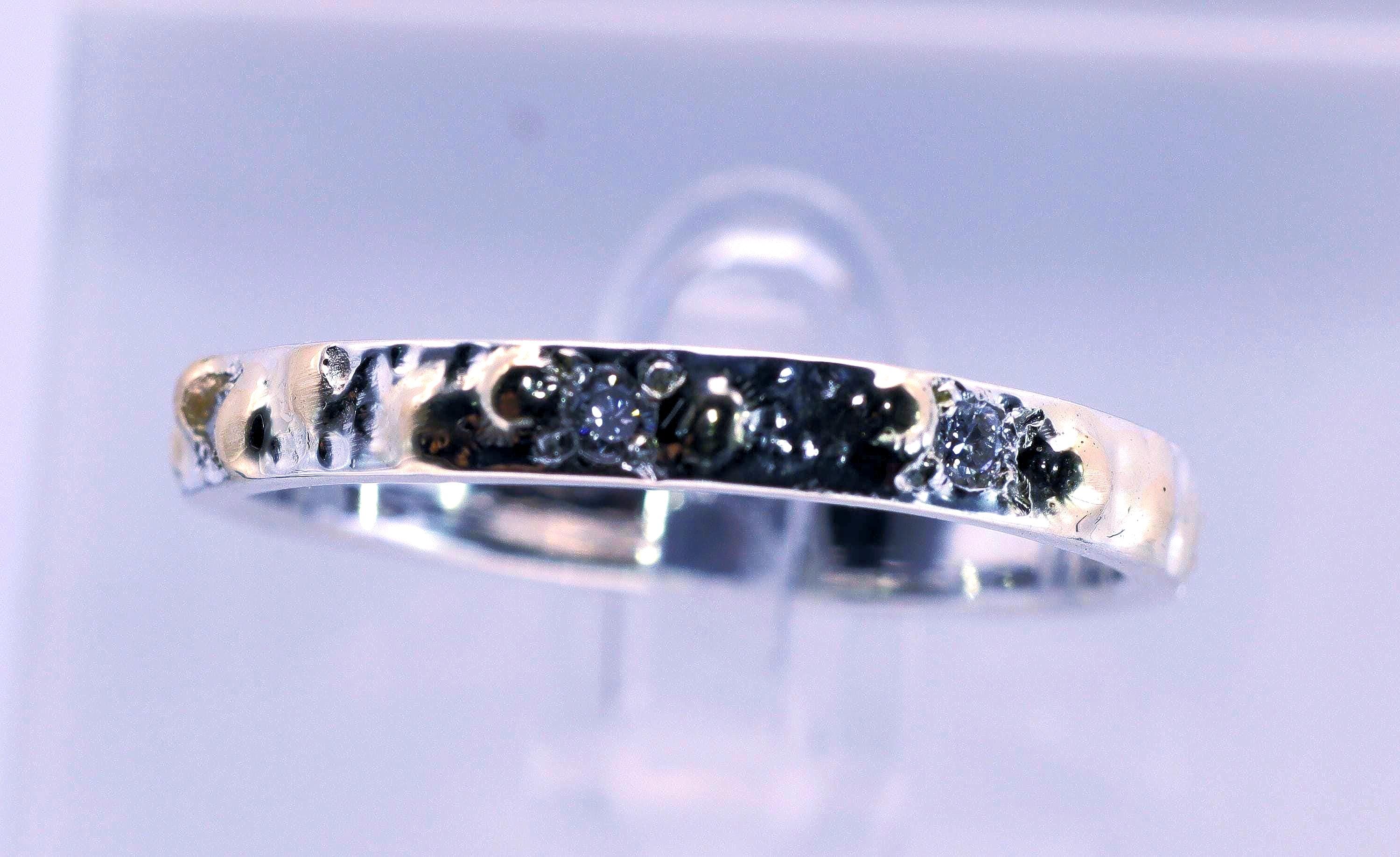 Men's Lab Diamond Nugget Band, Continuum Silver & 14K Yellow Gold