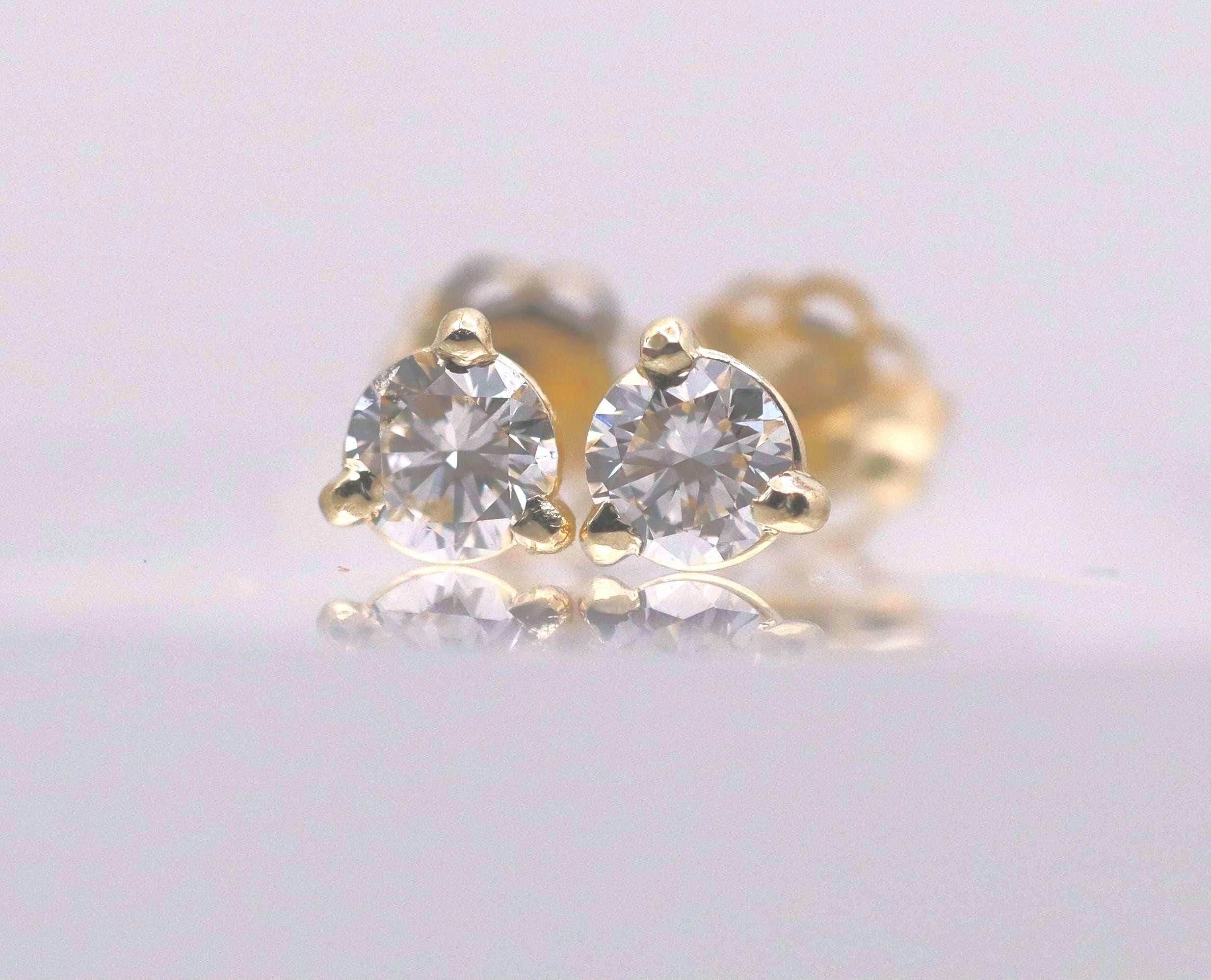 Diamond Stud Earrings , Lab , 14K. YG, 1/3 CT.