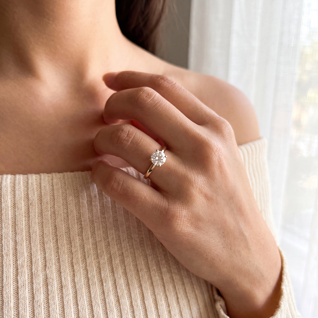Classic Round Diamond Solitaire Ring in Yellow Gold