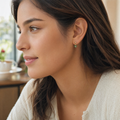 Peridot Dangle earrings set in 14K Yellow Gold