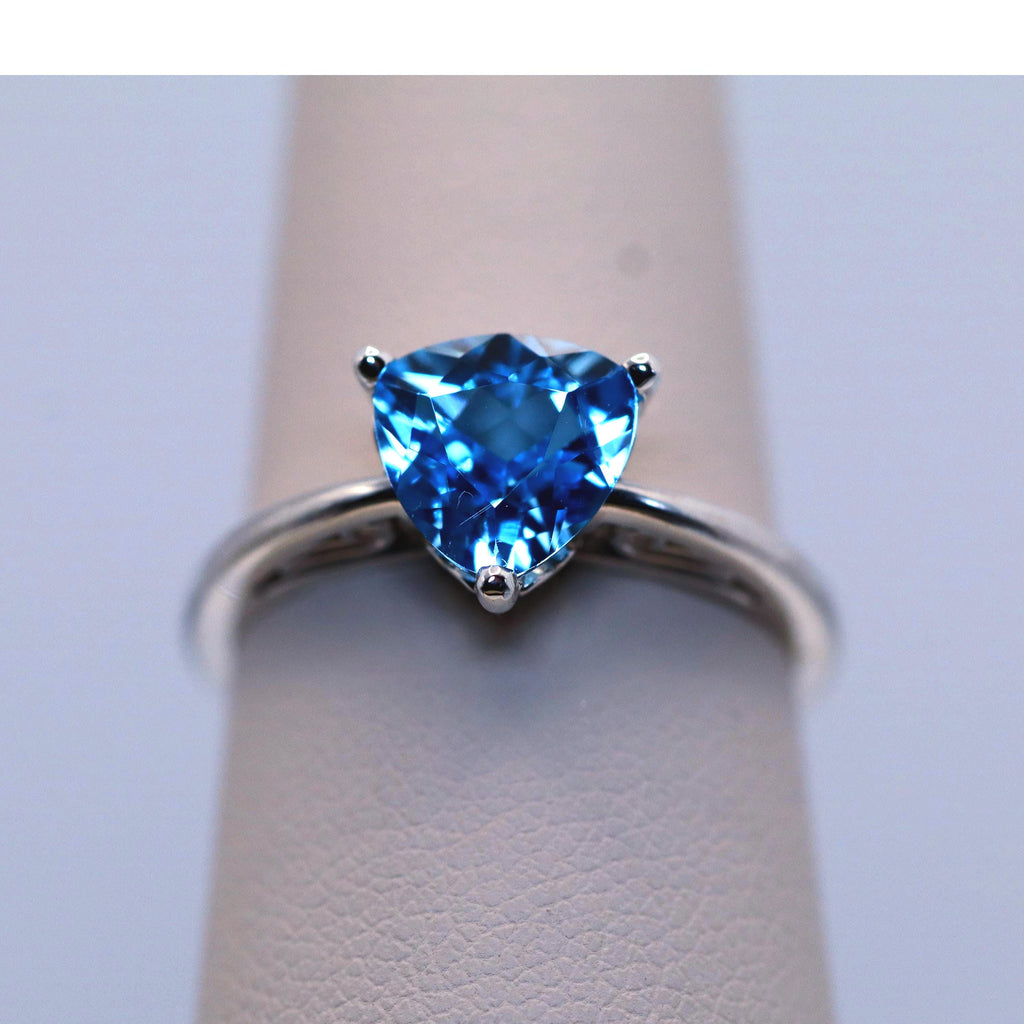 Trillion Blue Topaz Set in Continuum Sterling Mounting