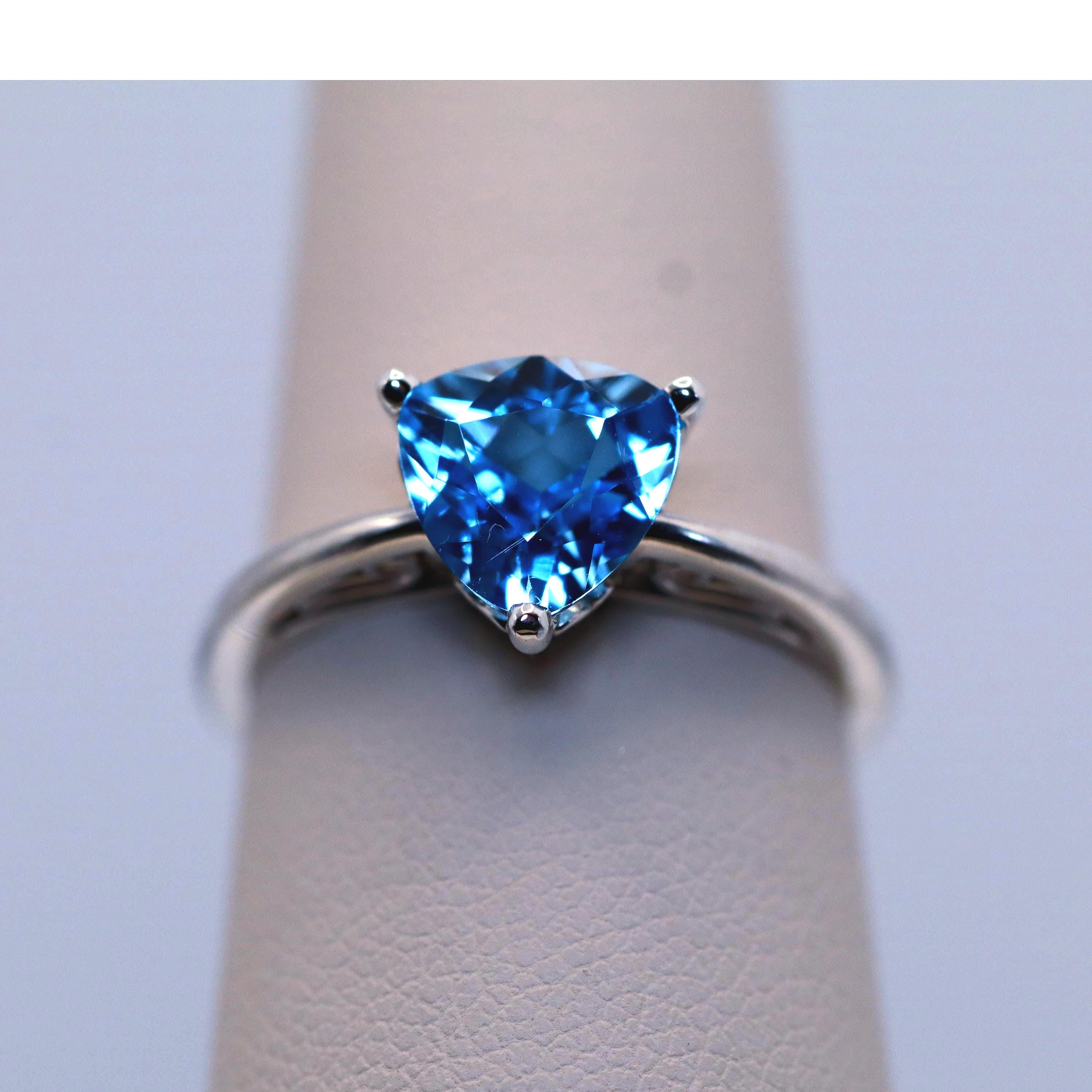 Trillion Blue Topaz Set in Continuum Sterling Mounting
