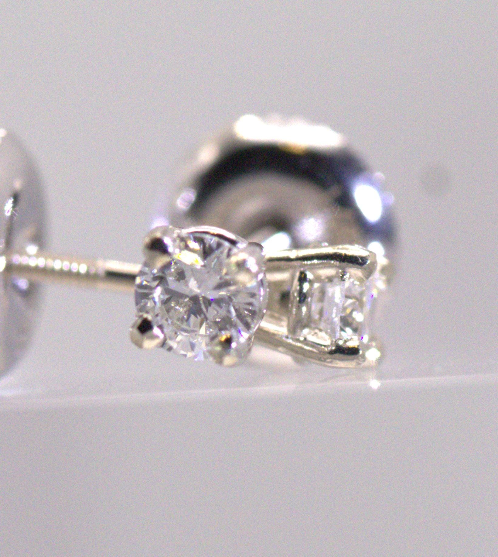 Lab Diamond Stud Earrings, 1/5 Ct. TW, 14K White Gold, Screw Backs