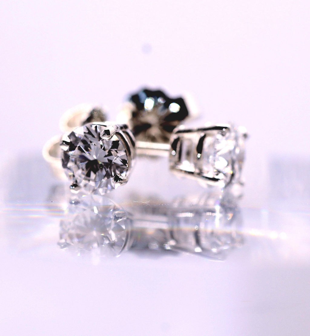 Lab Diamond Stud Earrings Set in Continuum Silver Mountings