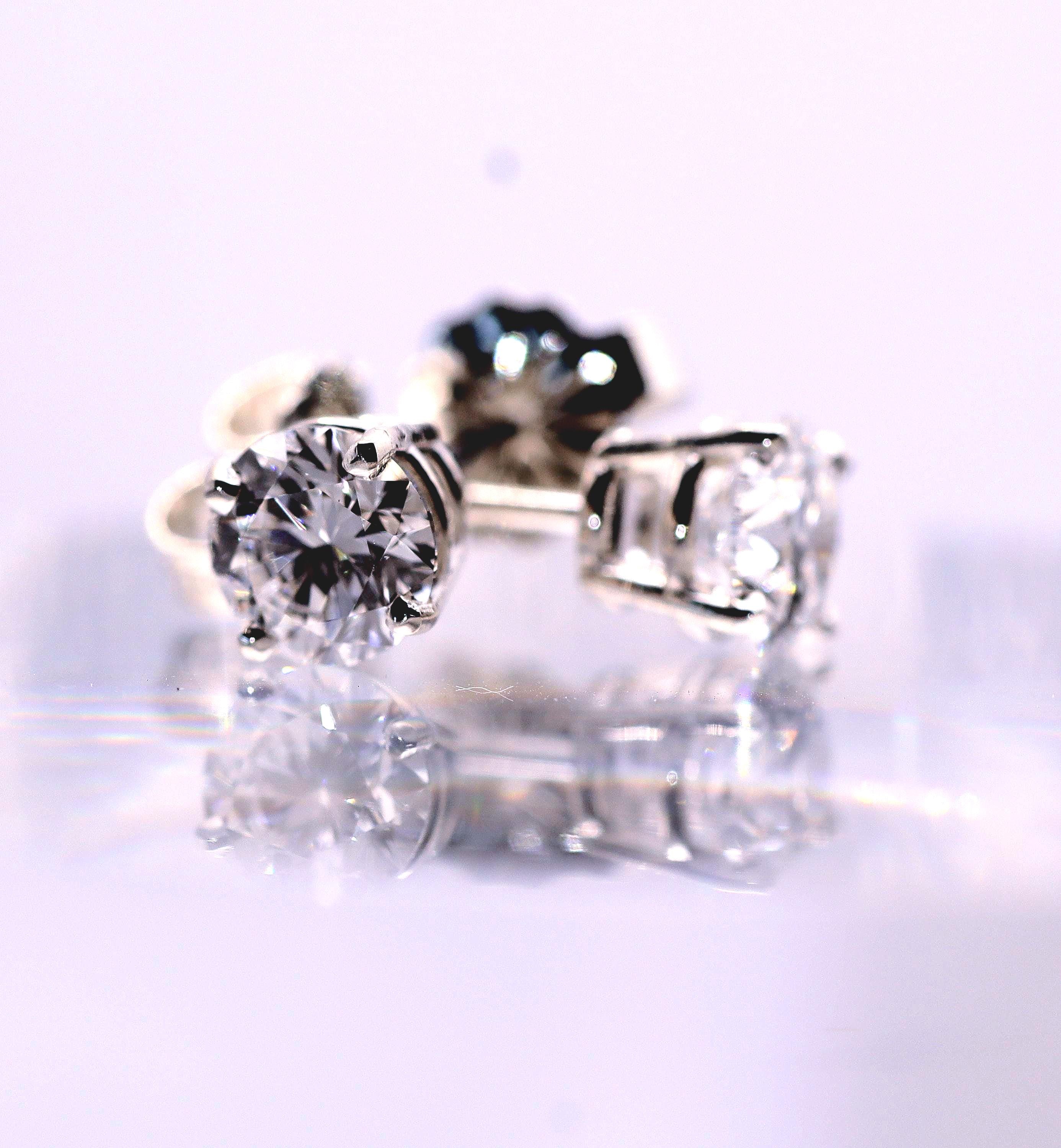 Lab Diamond Stud Earrings Set in Continuum Silver Mountings