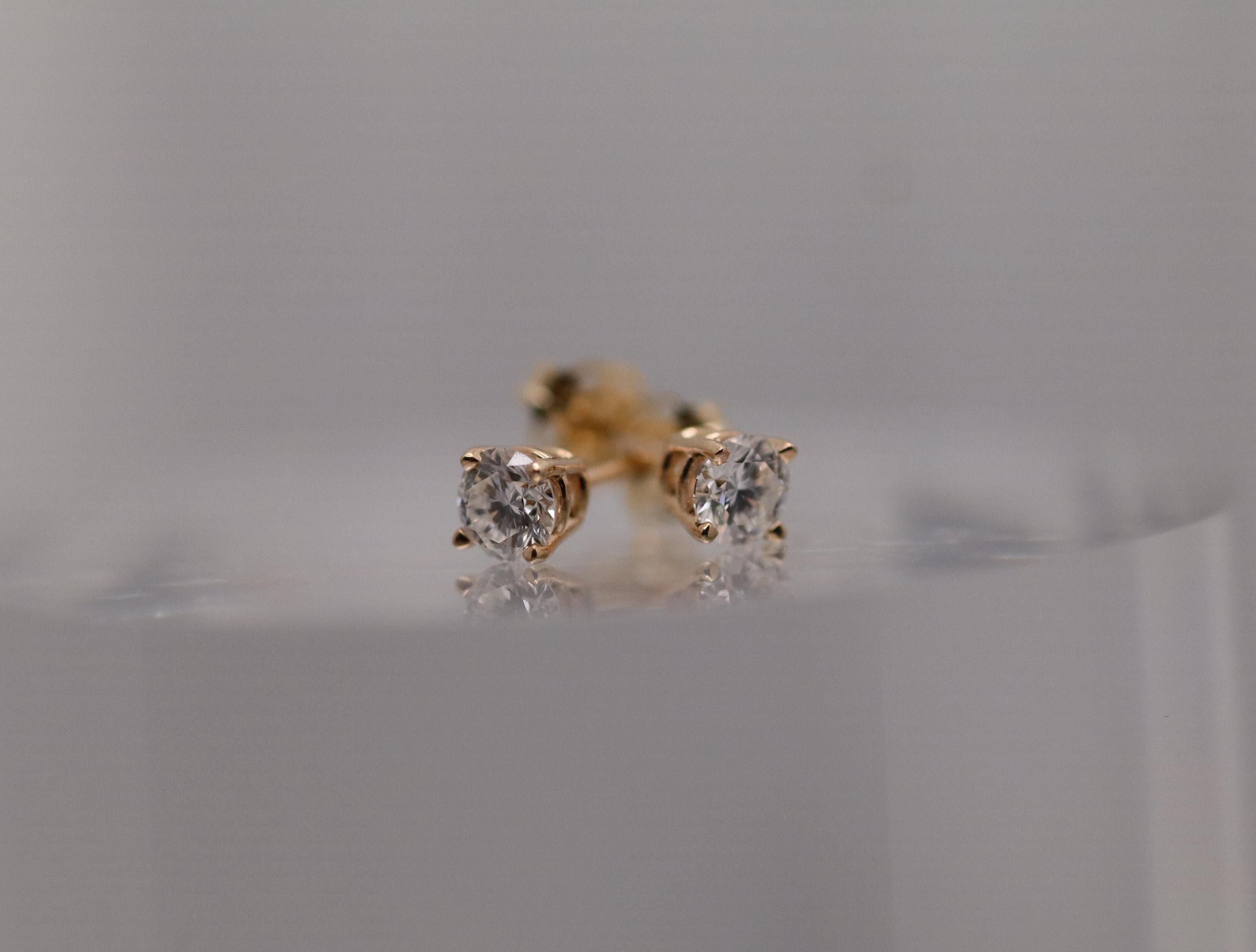 Lab Diamond Stud Earrings, 1/2 Ct. TW, 14K Yellow Gold
