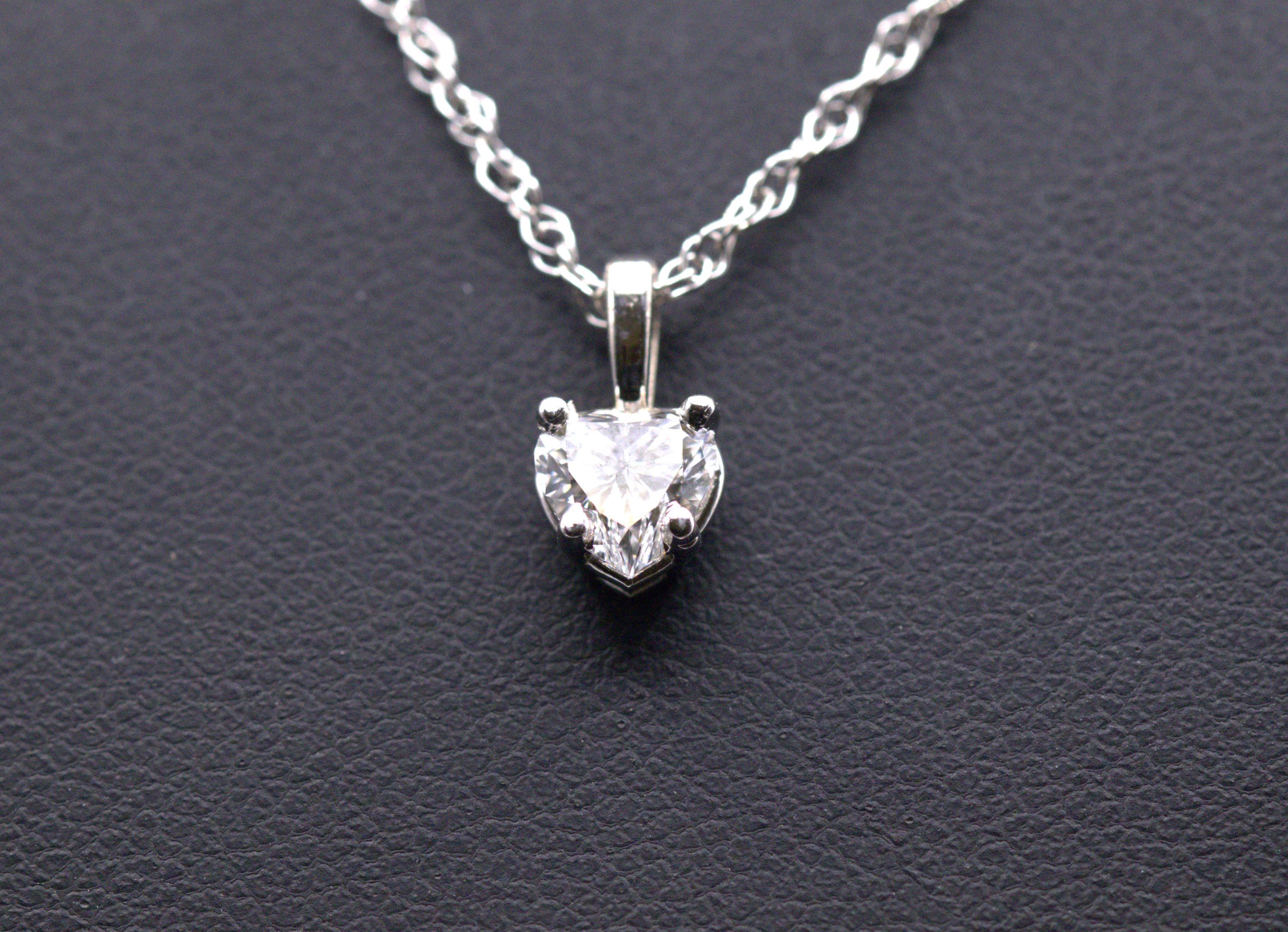Heart Shape Lab Diamond Pendant, 1/2 Ct., 14K White Gold