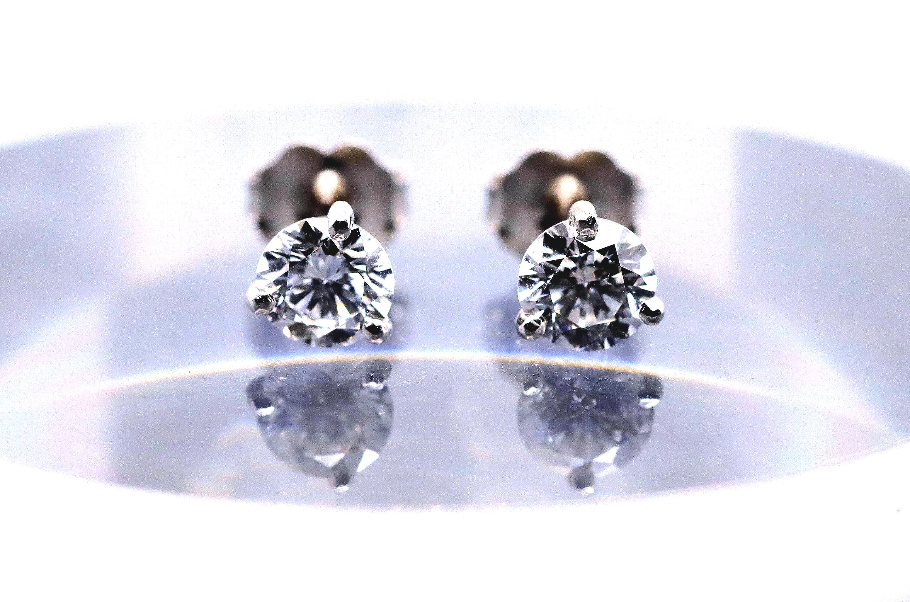 Lab Diamond Stud Earrings, 1 Ct. TW, 14K White Gold Martini Setting