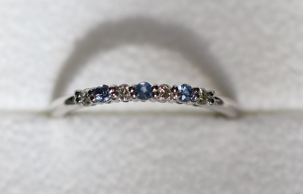 Platinum Ring With Diamonds and Sapphires
