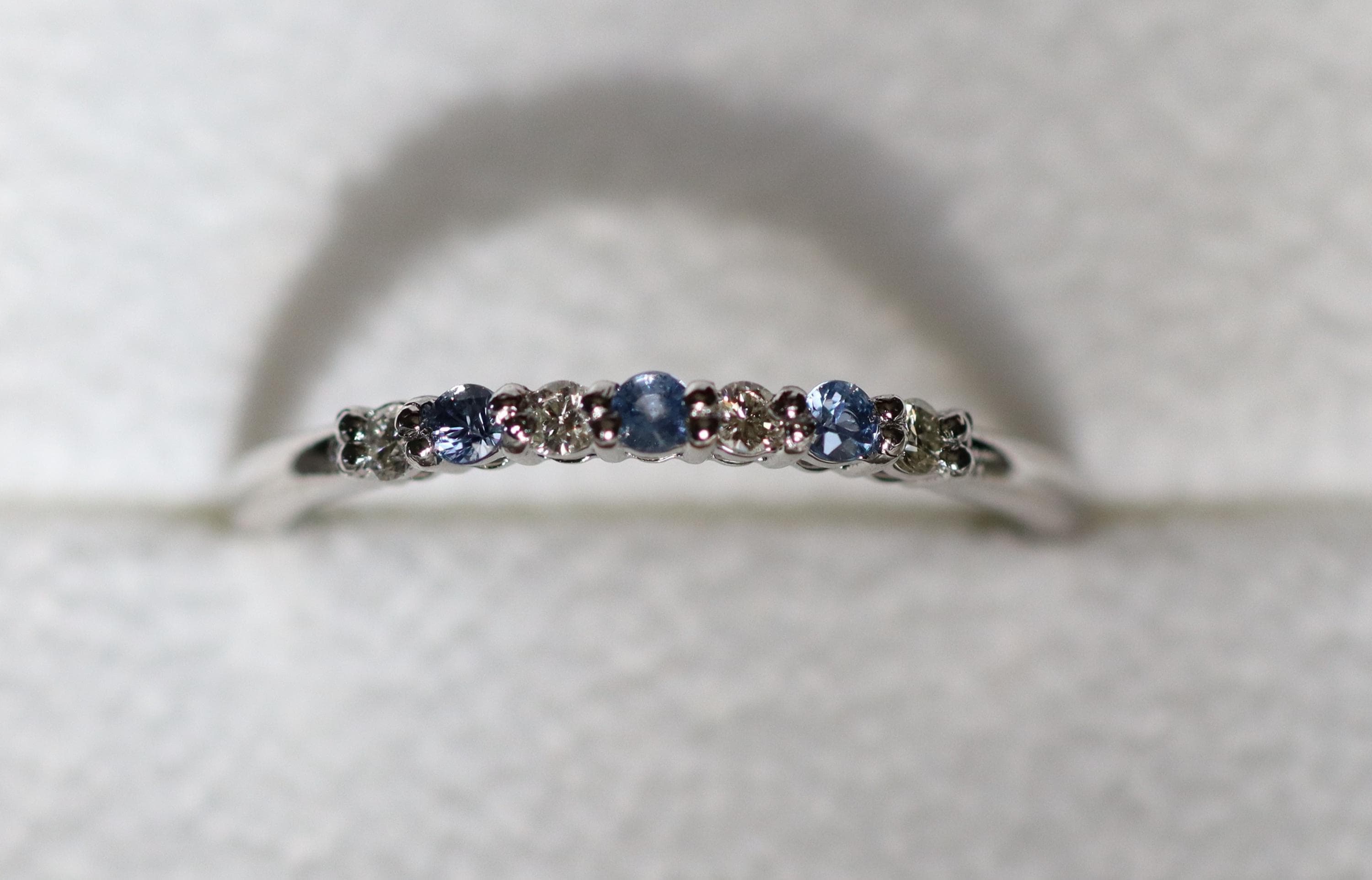 Platinum Ring With Diamonds and Sapphires