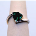 Continuum Silver ring set With Trillion Created Emerald