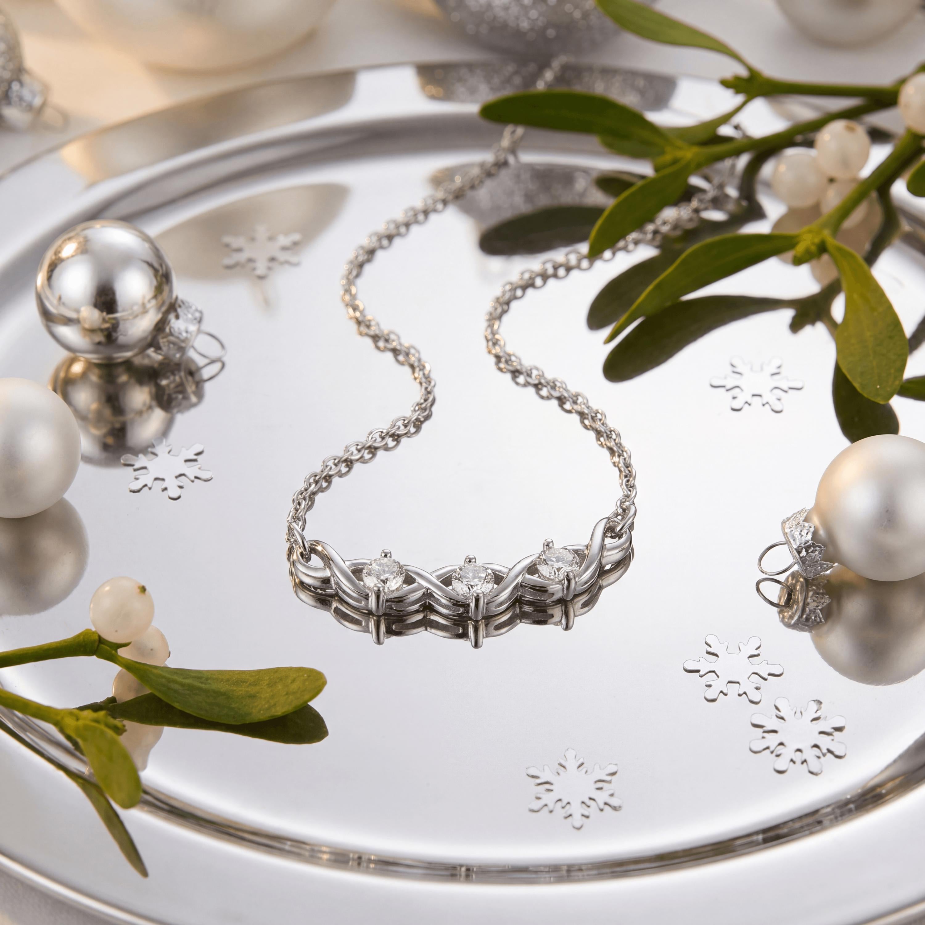 Lab Diamond Weave Necklace, 1/2 Ct. TW, 14K White Gold