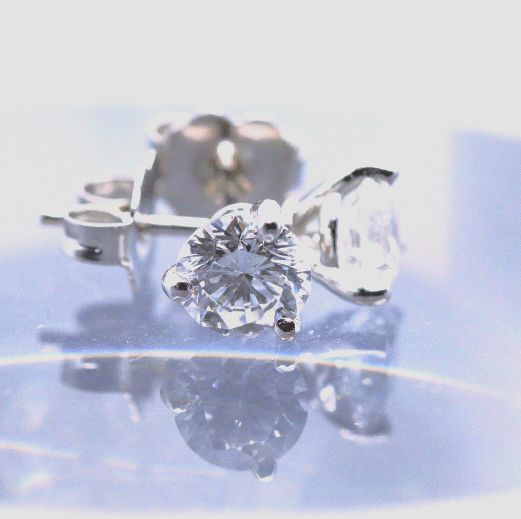 Lab Diamond Stud Earrings, 1 Ct. TW, 14K White Gold Martini Setting