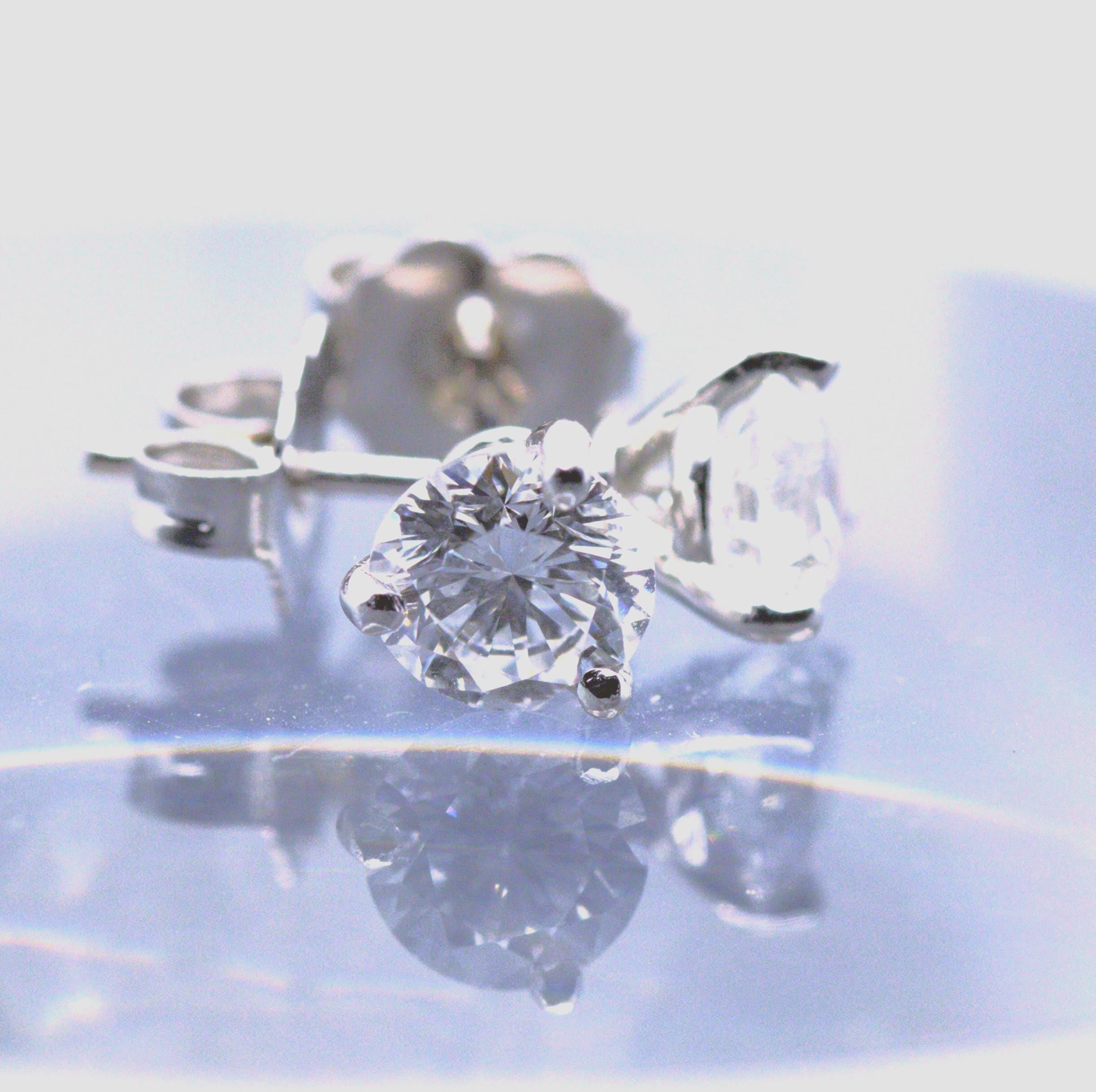Lab Diamond Stud Earrings, 1 Ct. TW, 14K White Gold Martini Setting