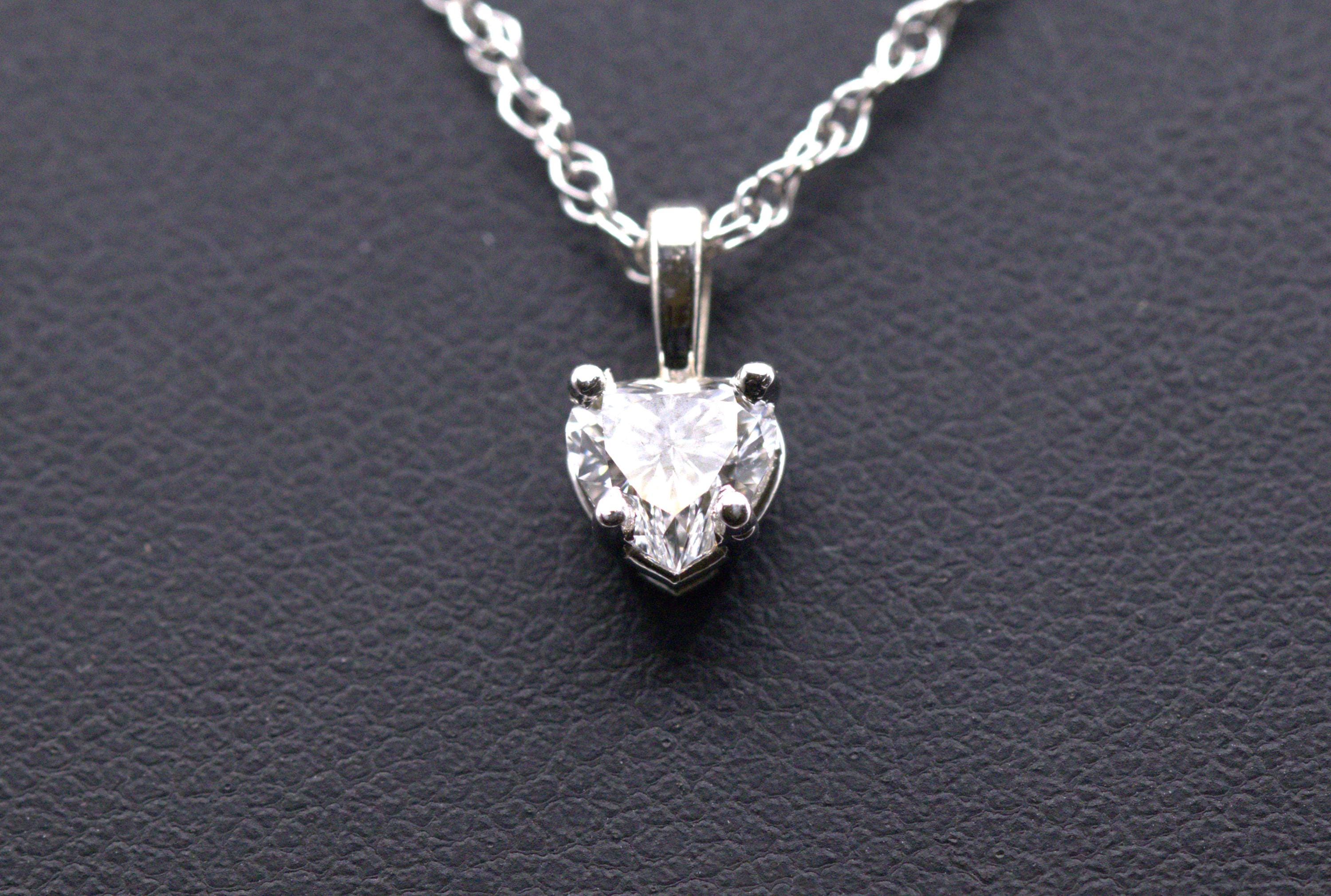 Heart Shape Lab Diamond Pendant, 1/2 Ct., 14K White Gold