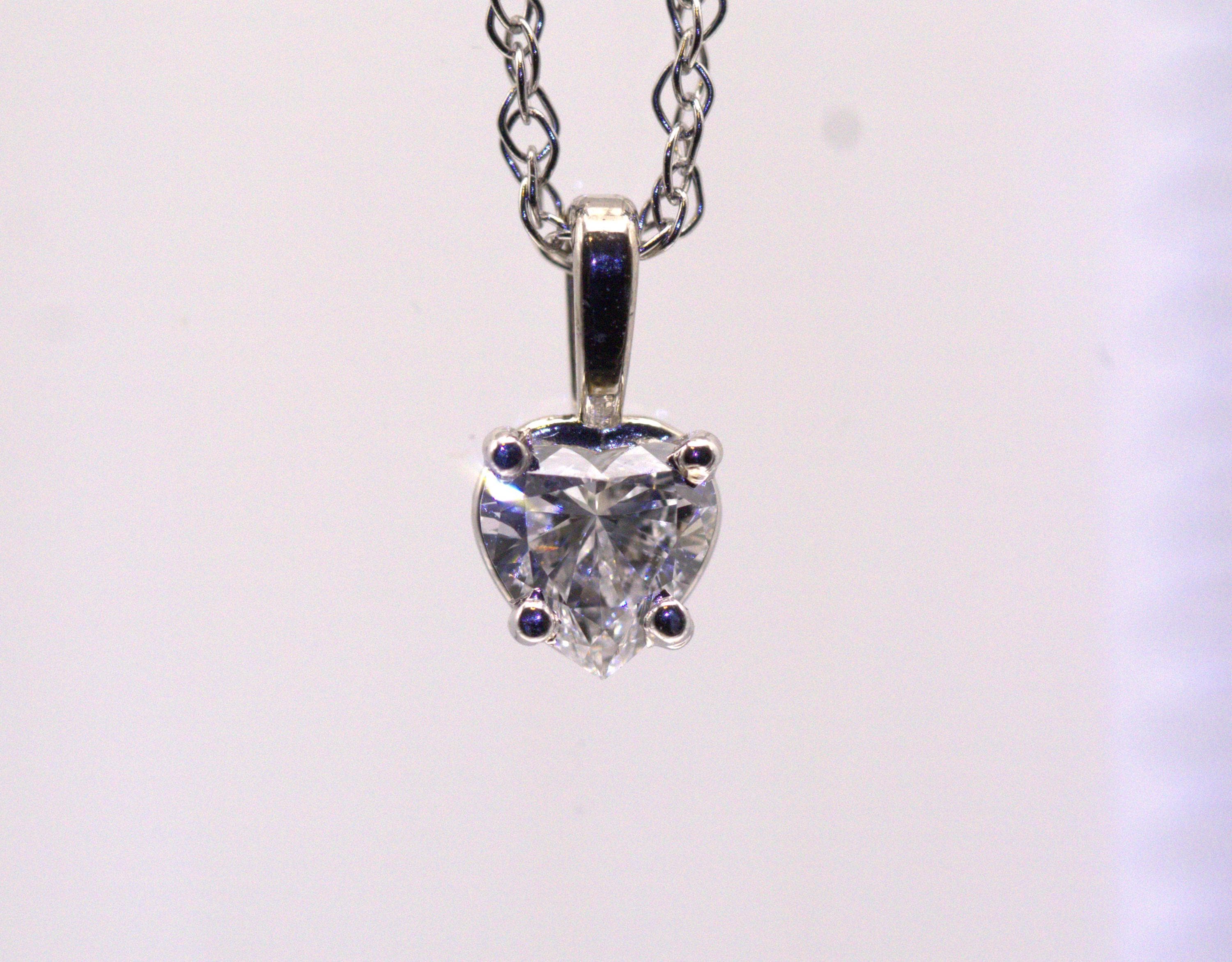 Heart Shape Lab Diamond Pendant, 1/2 Ct., 14K White Gold