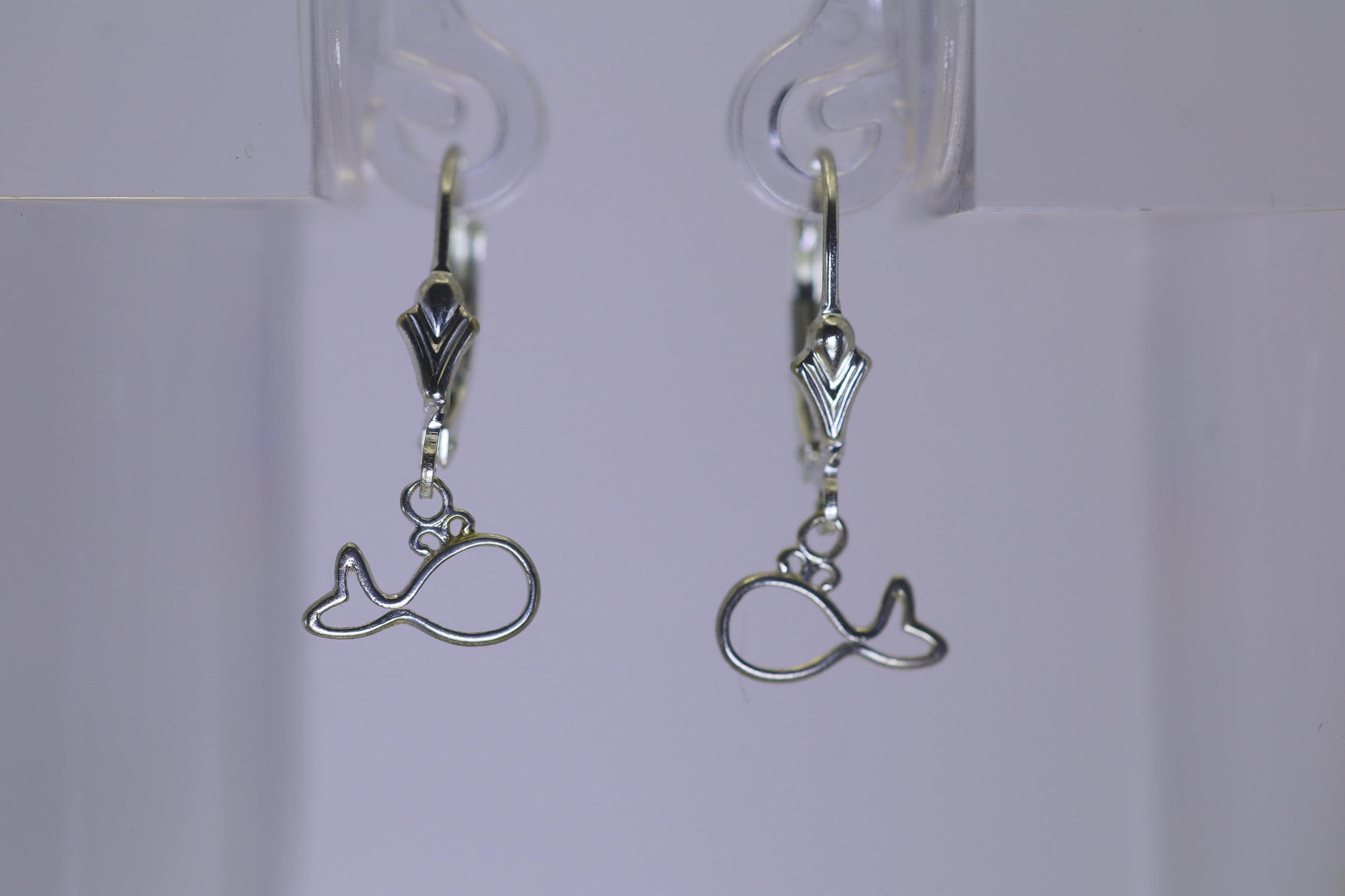 Sterling Silver Whale Dangle Earrings