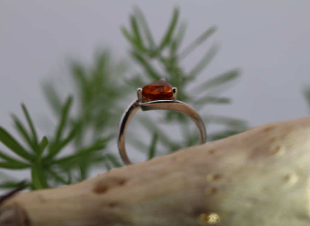 Trillion Cut Citrine Bypass Solitaire Ring in White Gold