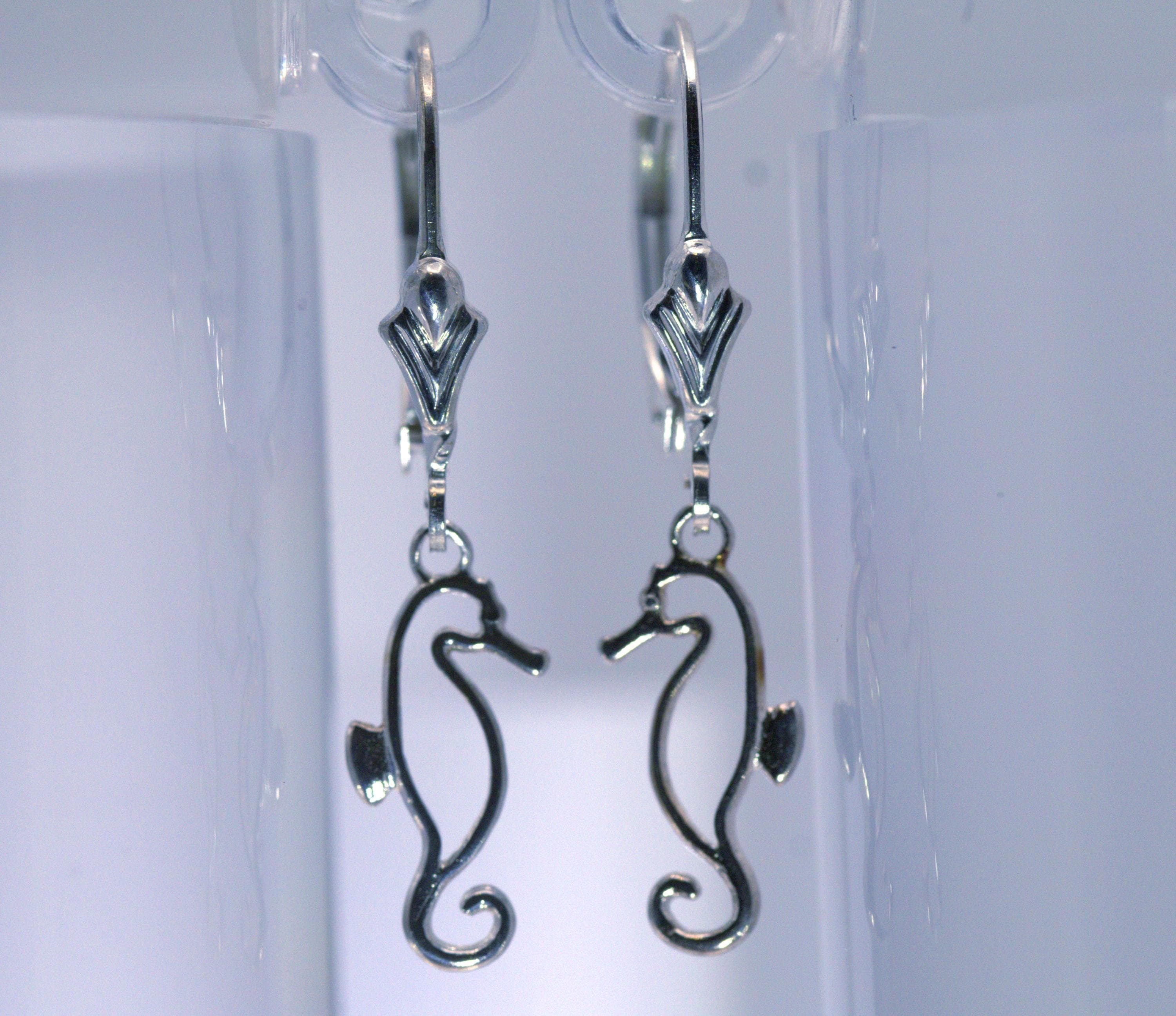 Sterling Silver Sea Horse Drop Earrings
