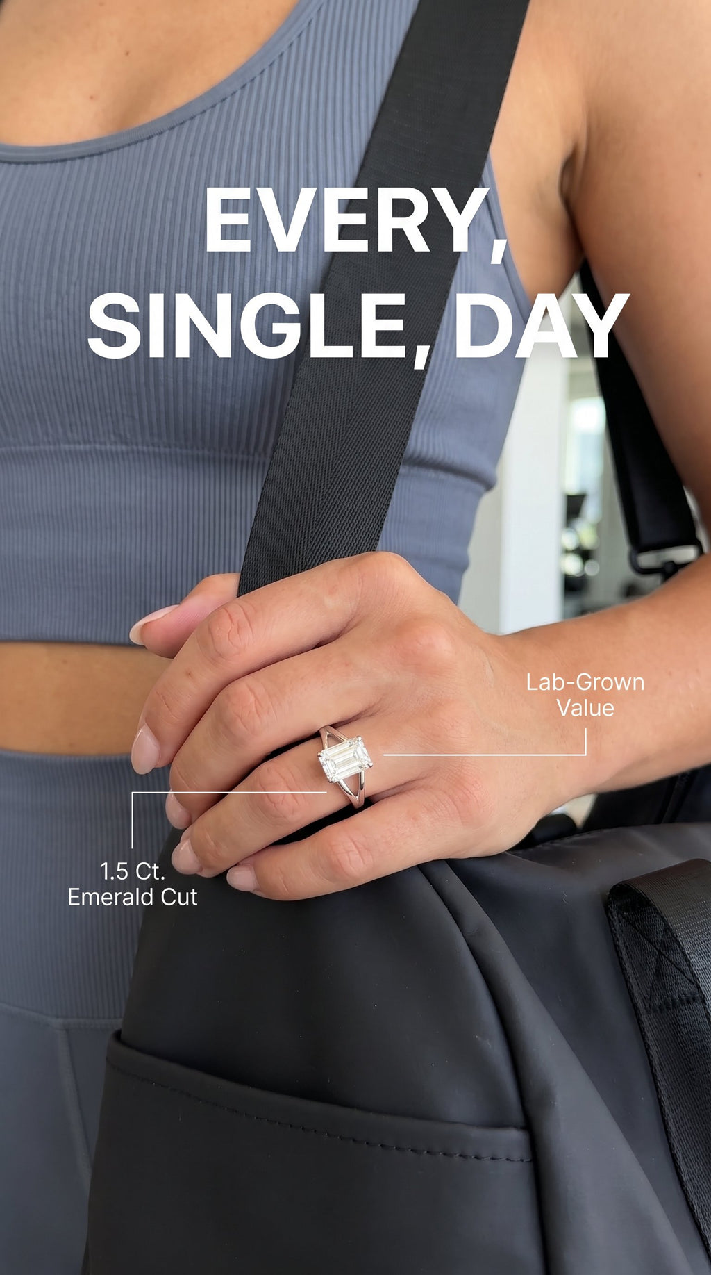 Emerald-Cut Diamond Split Shank Solitaire Ring in White Gold