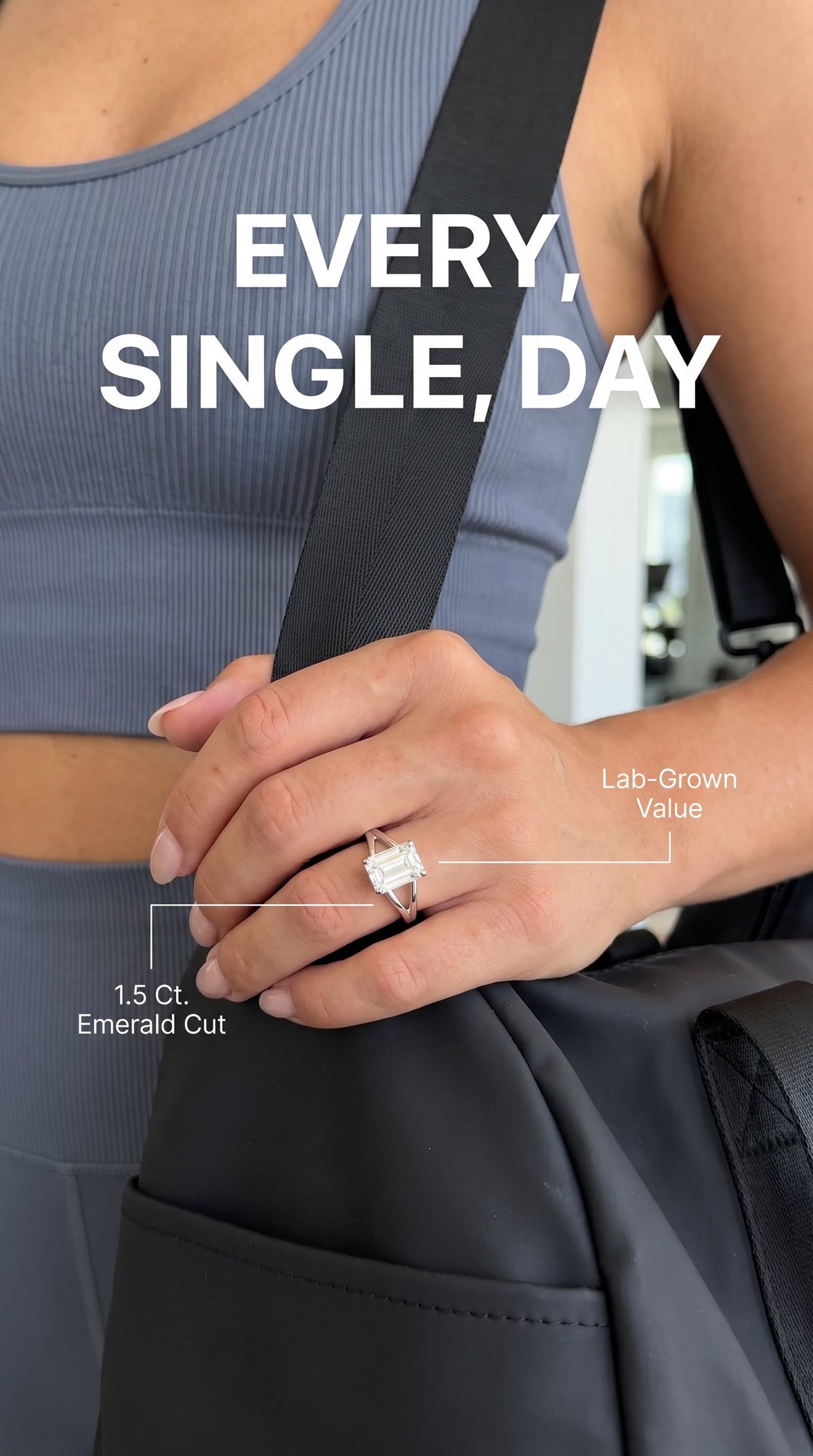Emerald-Cut Diamond Split Shank Solitaire Ring in White Gold