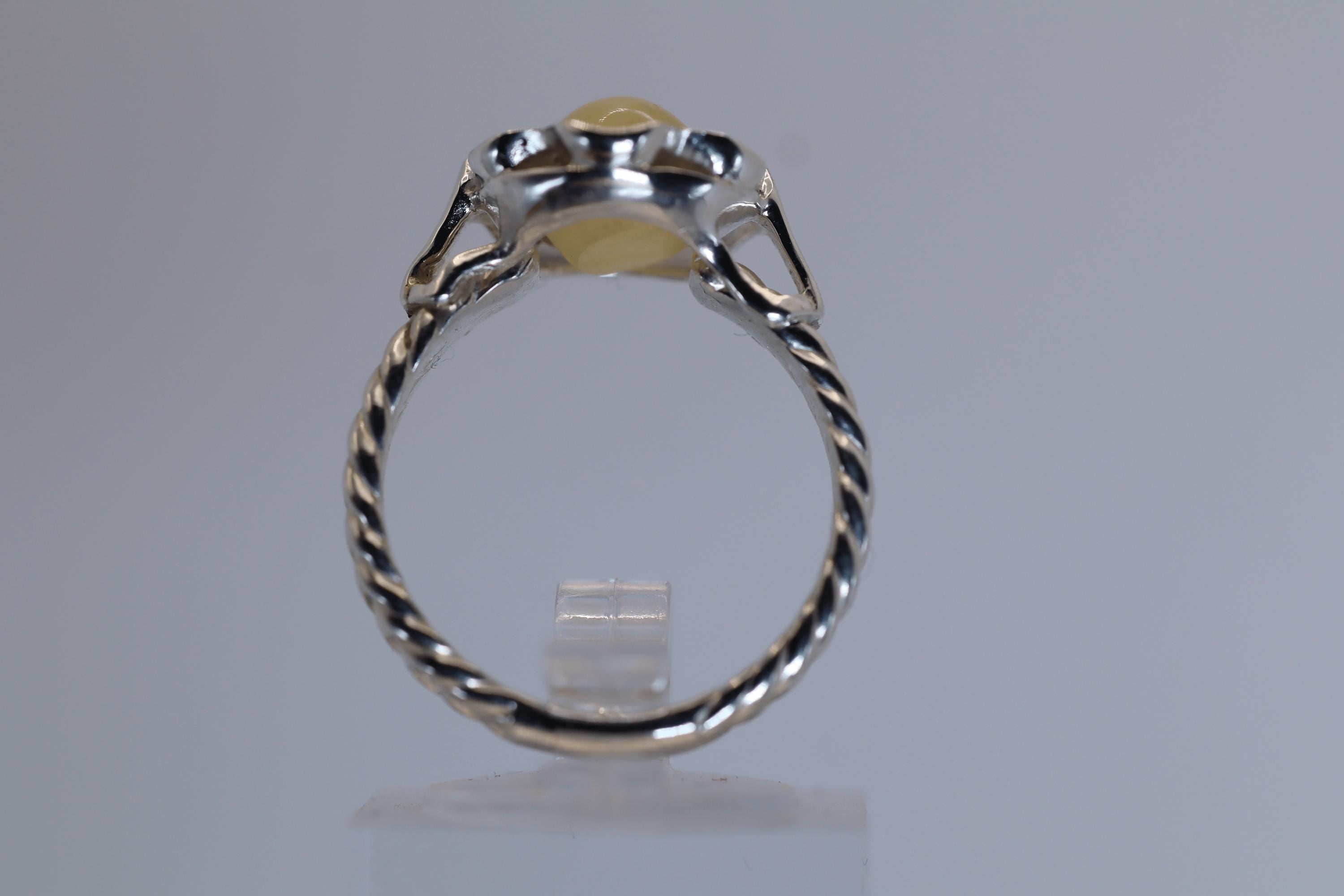 Moonstone Cat's Eye Ring in Sterling Silver