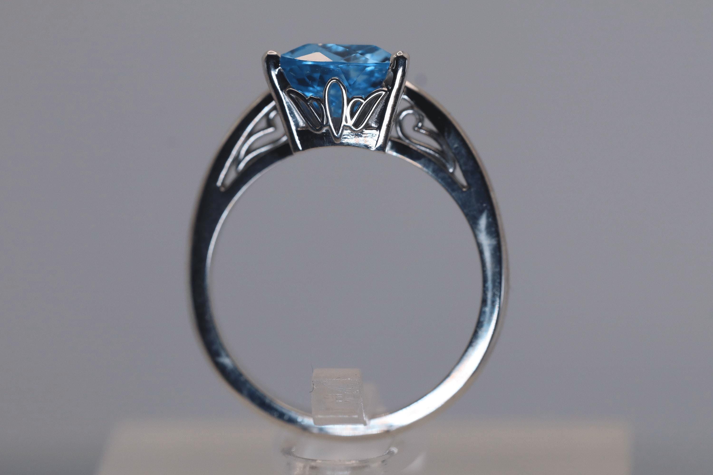 Trillion Blue Topaz Set in Continuum Sterling Mounting