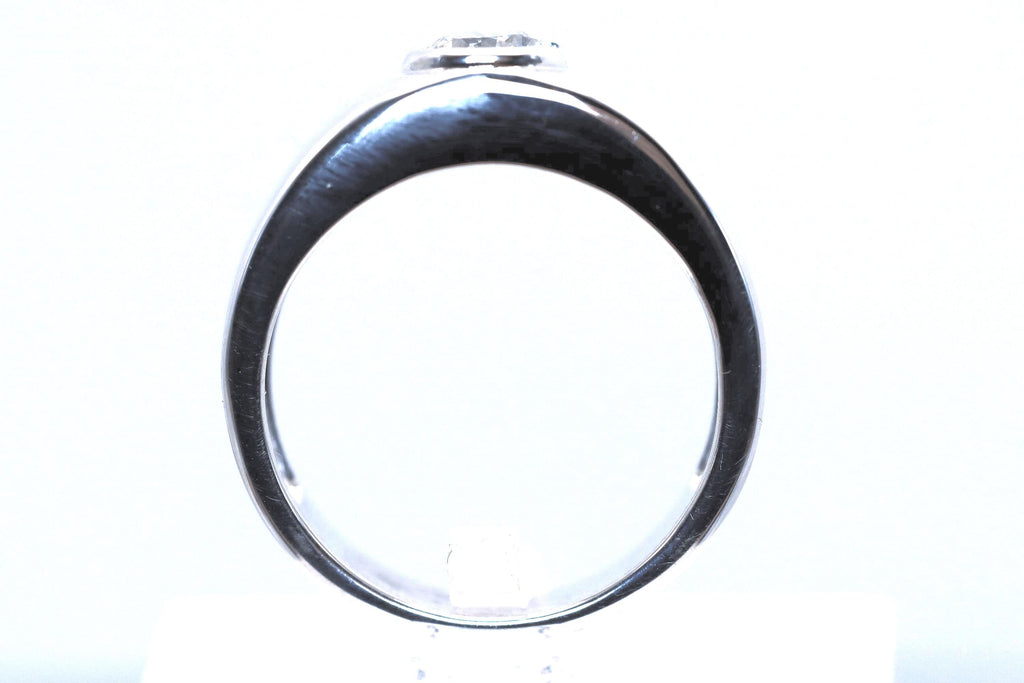 Certified Round Lab Diamond Solitaire Ring, Sterling Silver Bezel Setting, Wide Band
