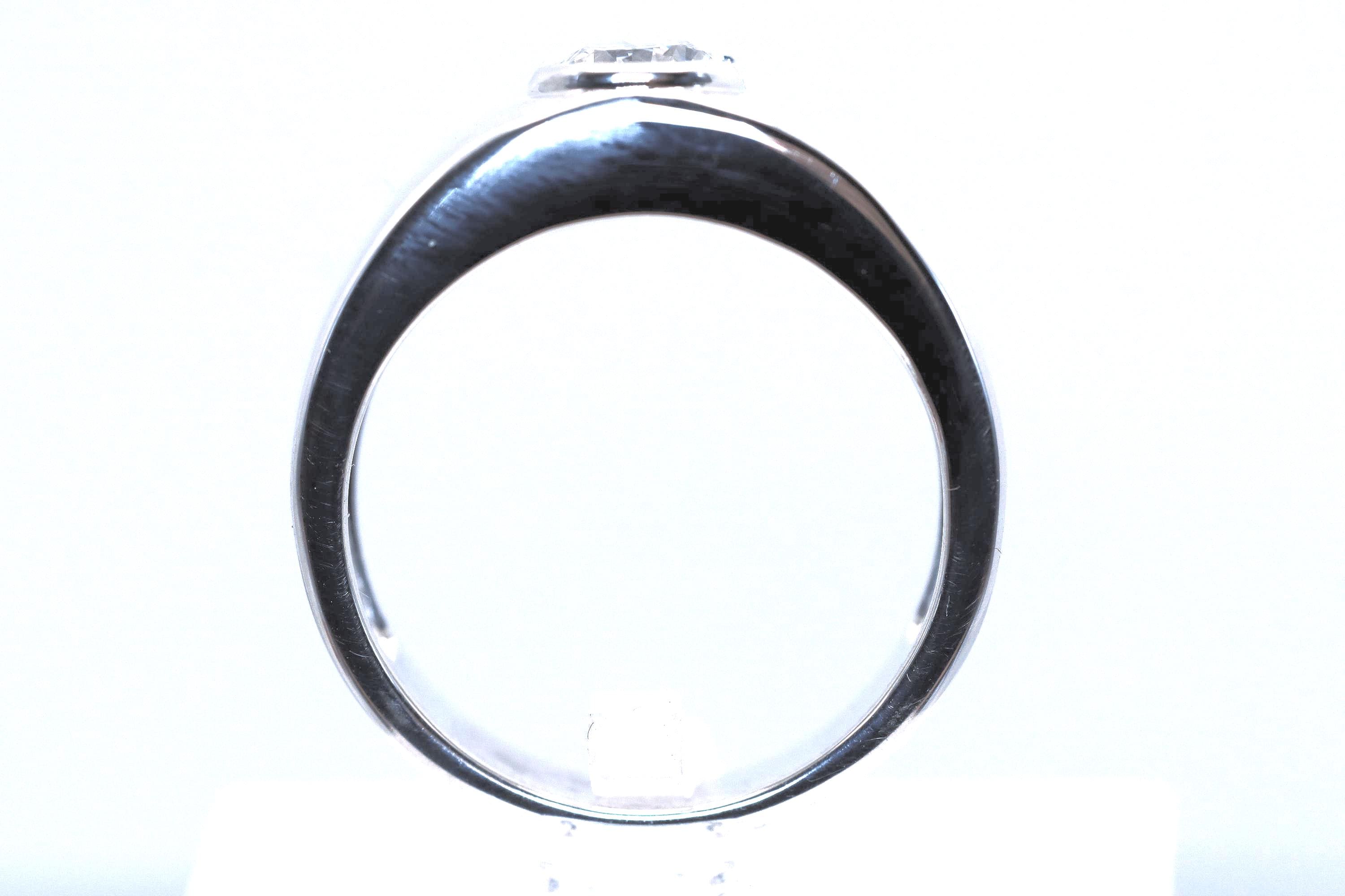 Certified Round Lab Diamond Solitaire Ring, Sterling Silver Bezel Setting, Wide Band