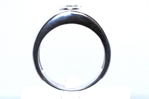 Certified Round Lab Diamond Solitaire Ring, Sterling Silver Bezel Setting, Wide Band