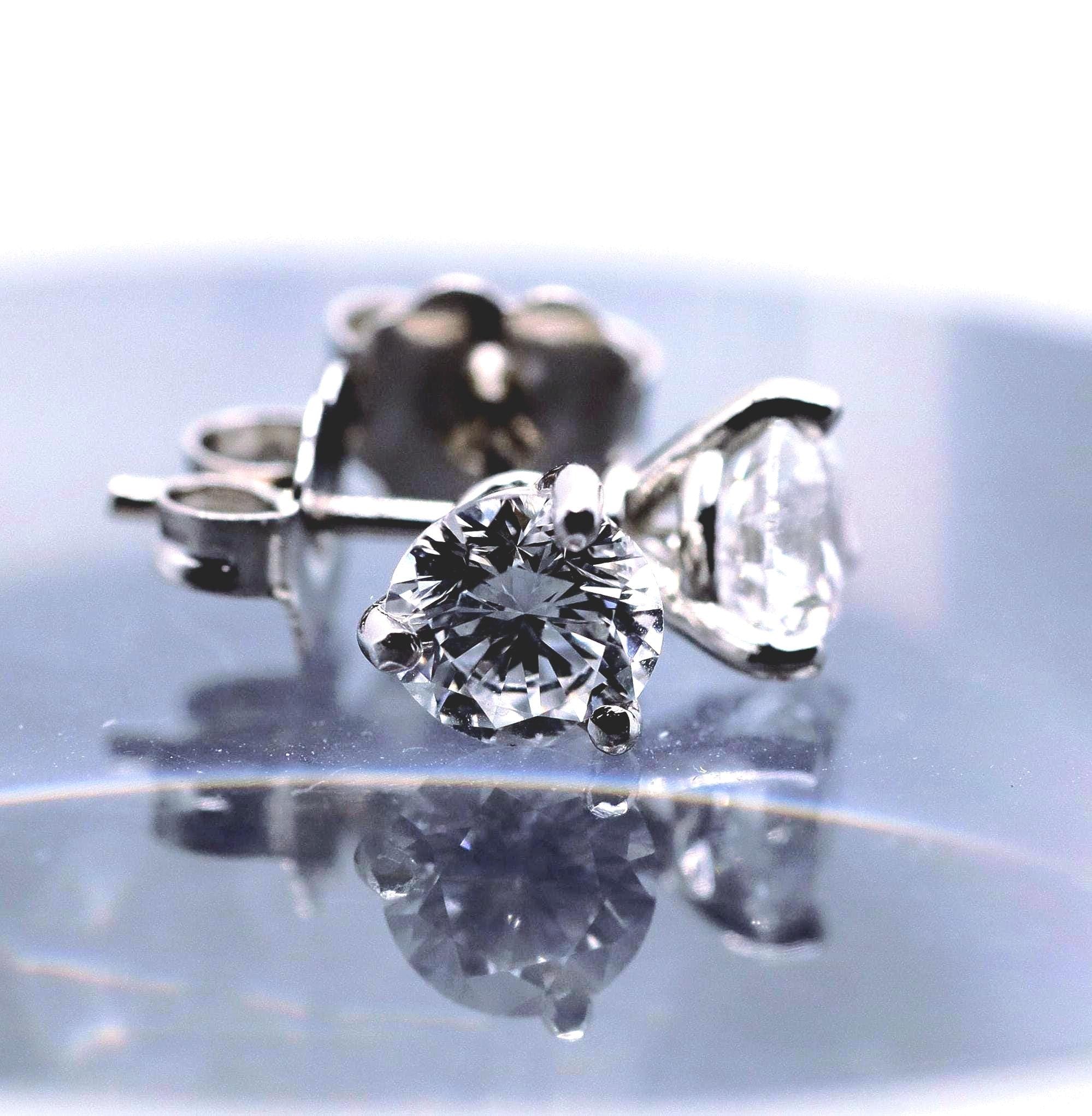 Lab Diamond Stud Earrings, 1 Ct. TW, 14K White Gold Martini Setting
