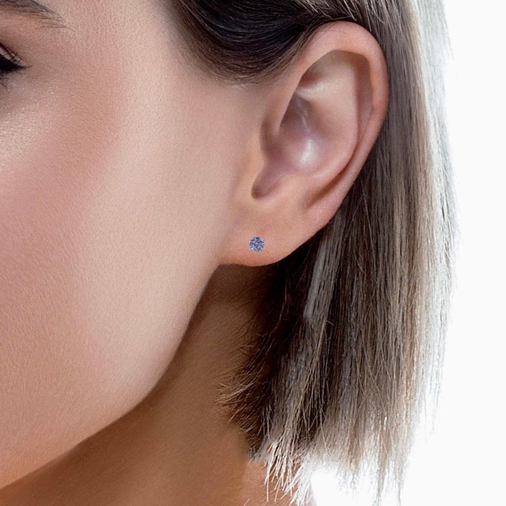 Lab Diamond Stud Earrings Set in Continuum Silver Mountings