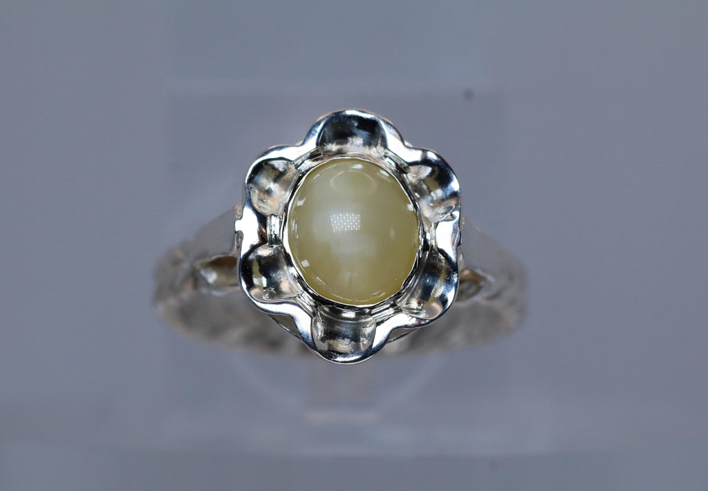Moonstone Cat's Eye Ring in Sterling Silver