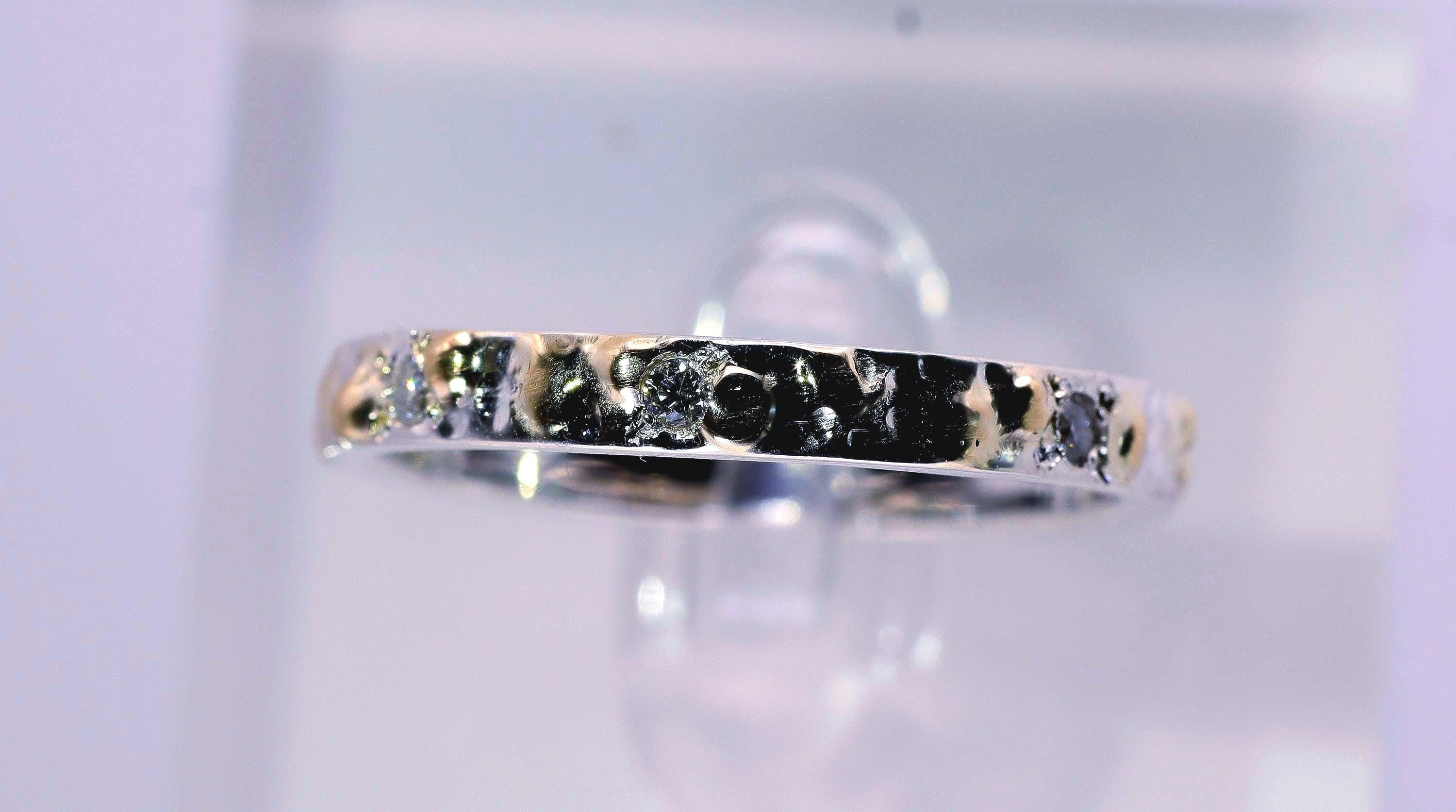 Men's Lab Diamond Nugget Band, Continuum Silver & 14K Yellow Gold