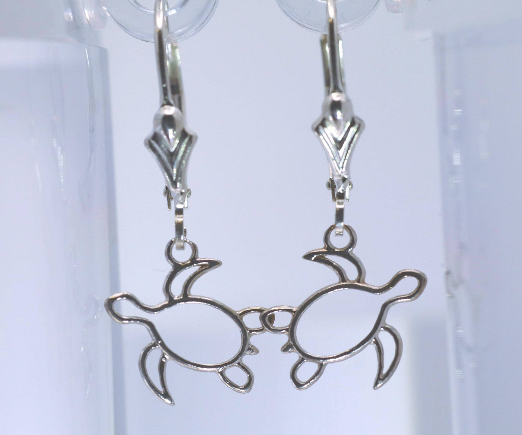Sterling Silver , Sea Turtle Drop Earrings