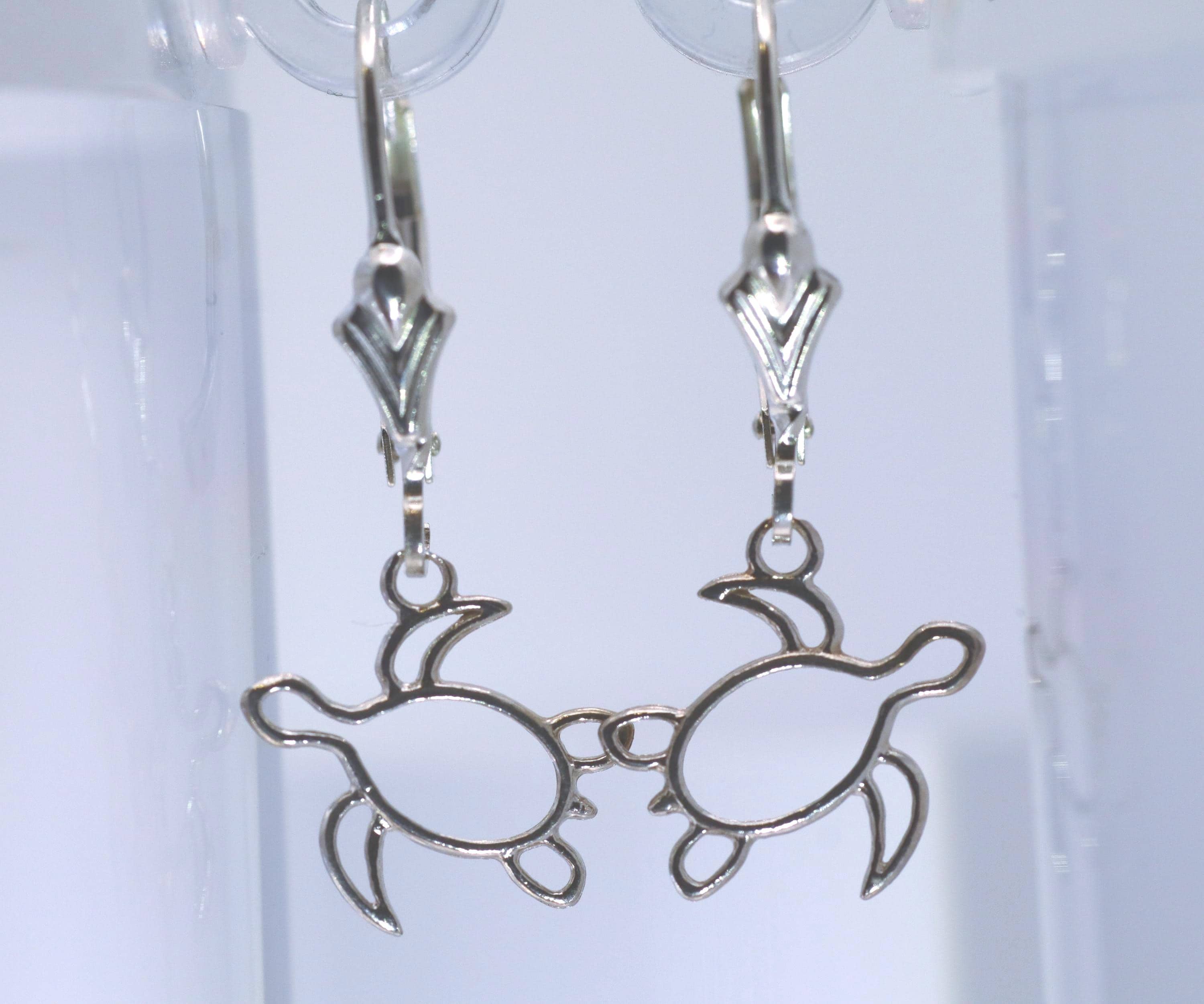 Sterling Silver , Sea Turtle Drop Earrings